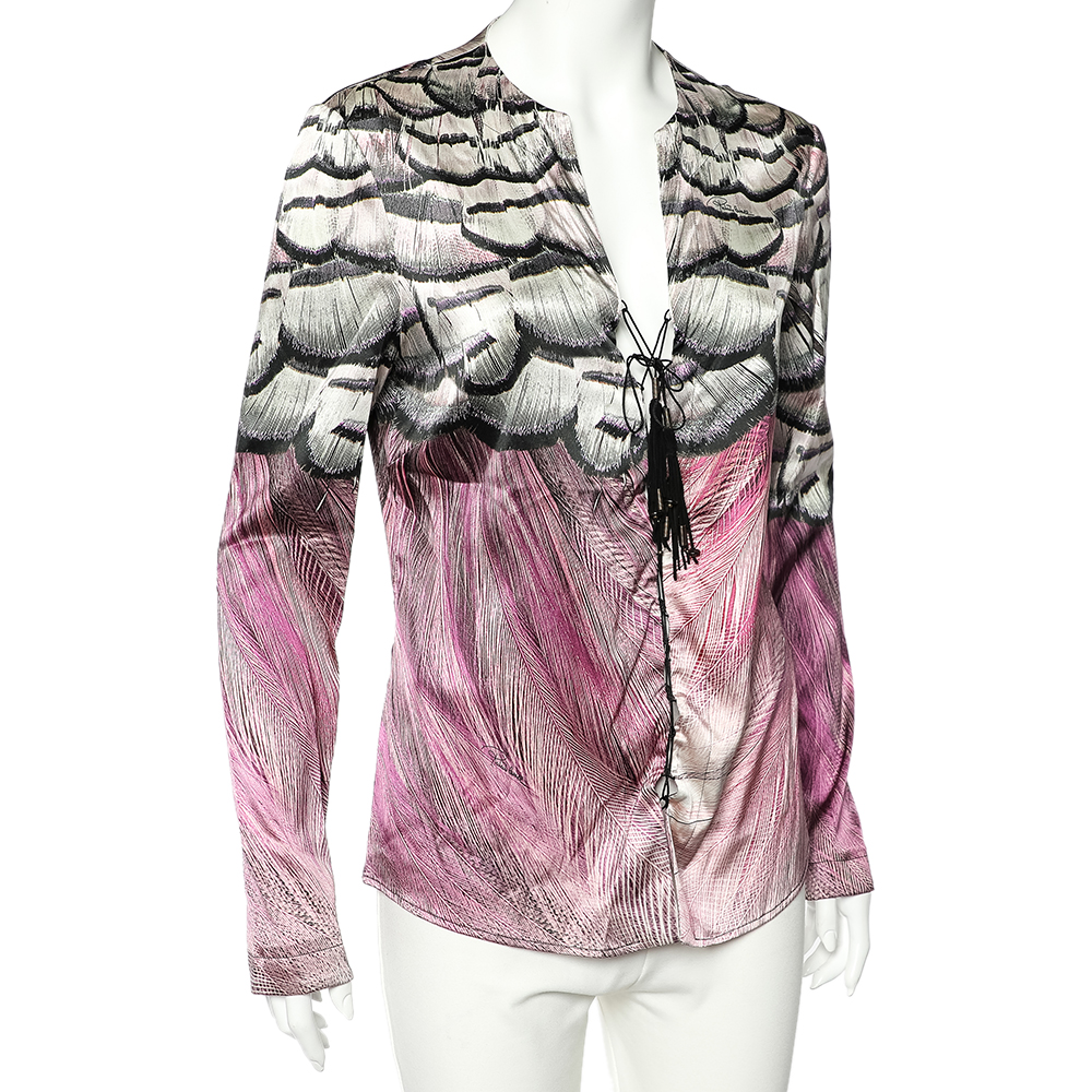

Roberto Cavalli Multicolor Printed Silk Tie Up Detail Top