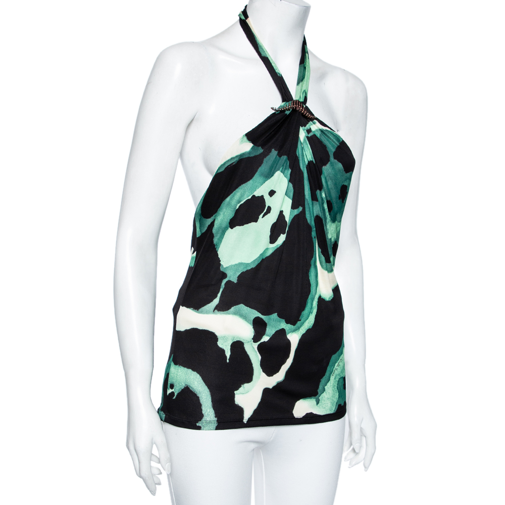 

Roberto Cavalli Multicolored Printed Jersey Halter Neck Top, Multicolor