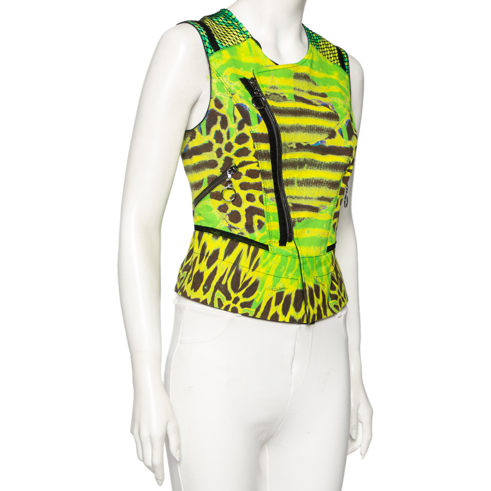 

Roberto Cavalli Multicolored Printed Cotton Sleeveless Vest, Multicolor
