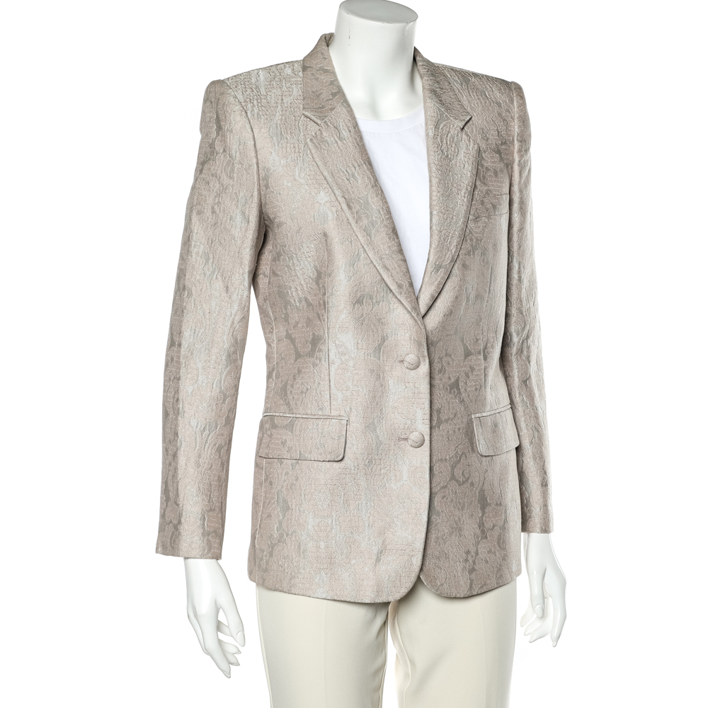 

Roberto Cavalli Light Pink Brocade Button Front Blazer