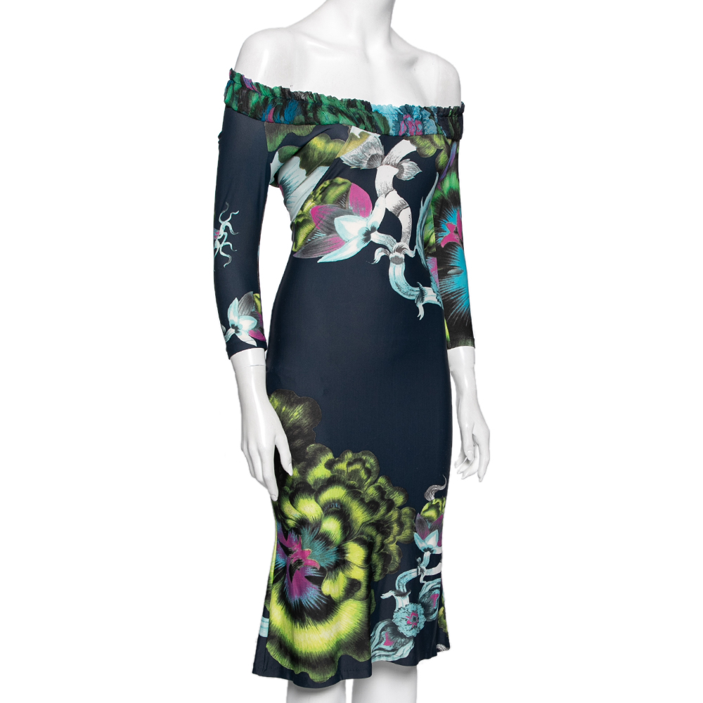 

Roberto Cavalli Multicolor Printed Jersey Midi Dress