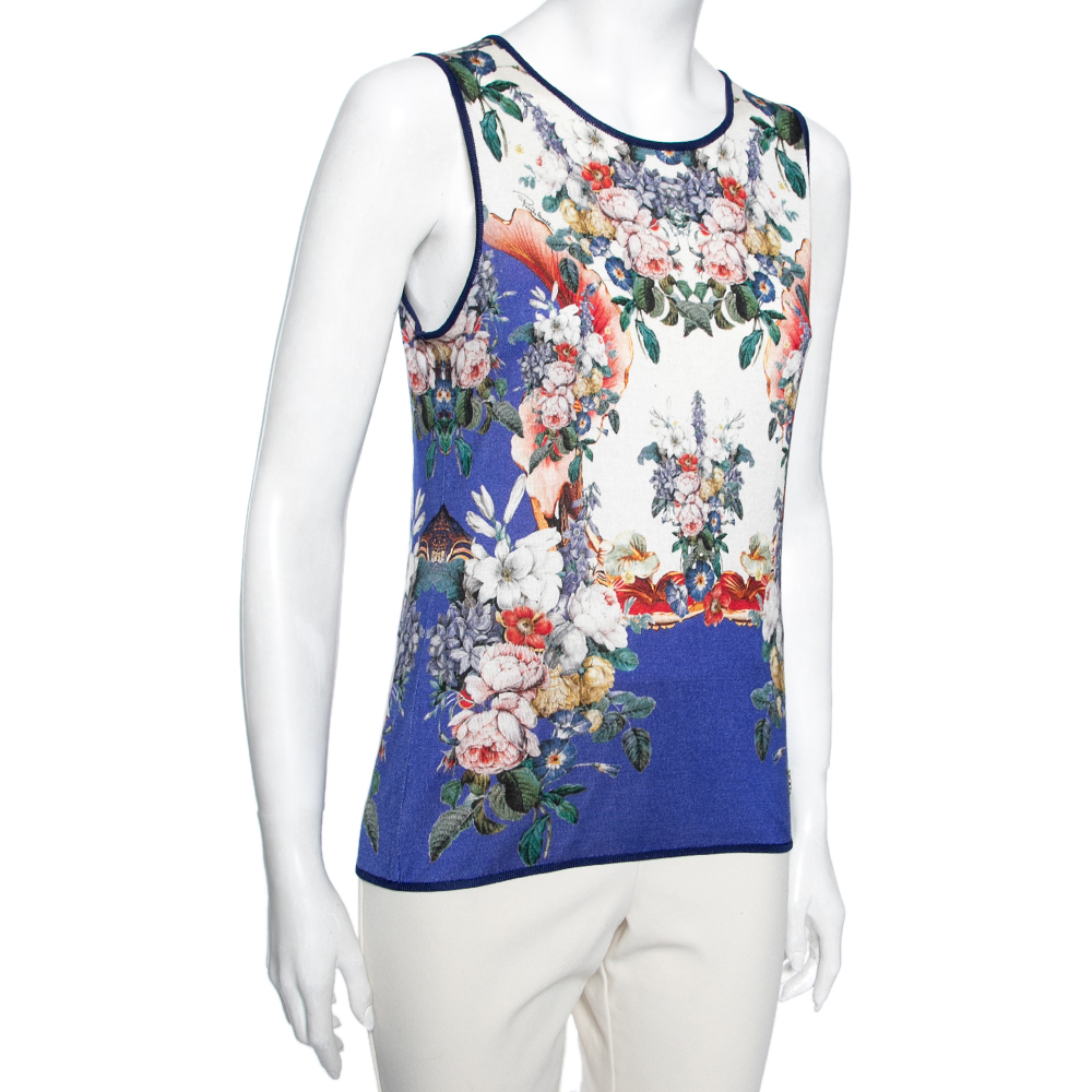 

Roberto Cavalli Multicolor Printed Silk Knit Tank Top