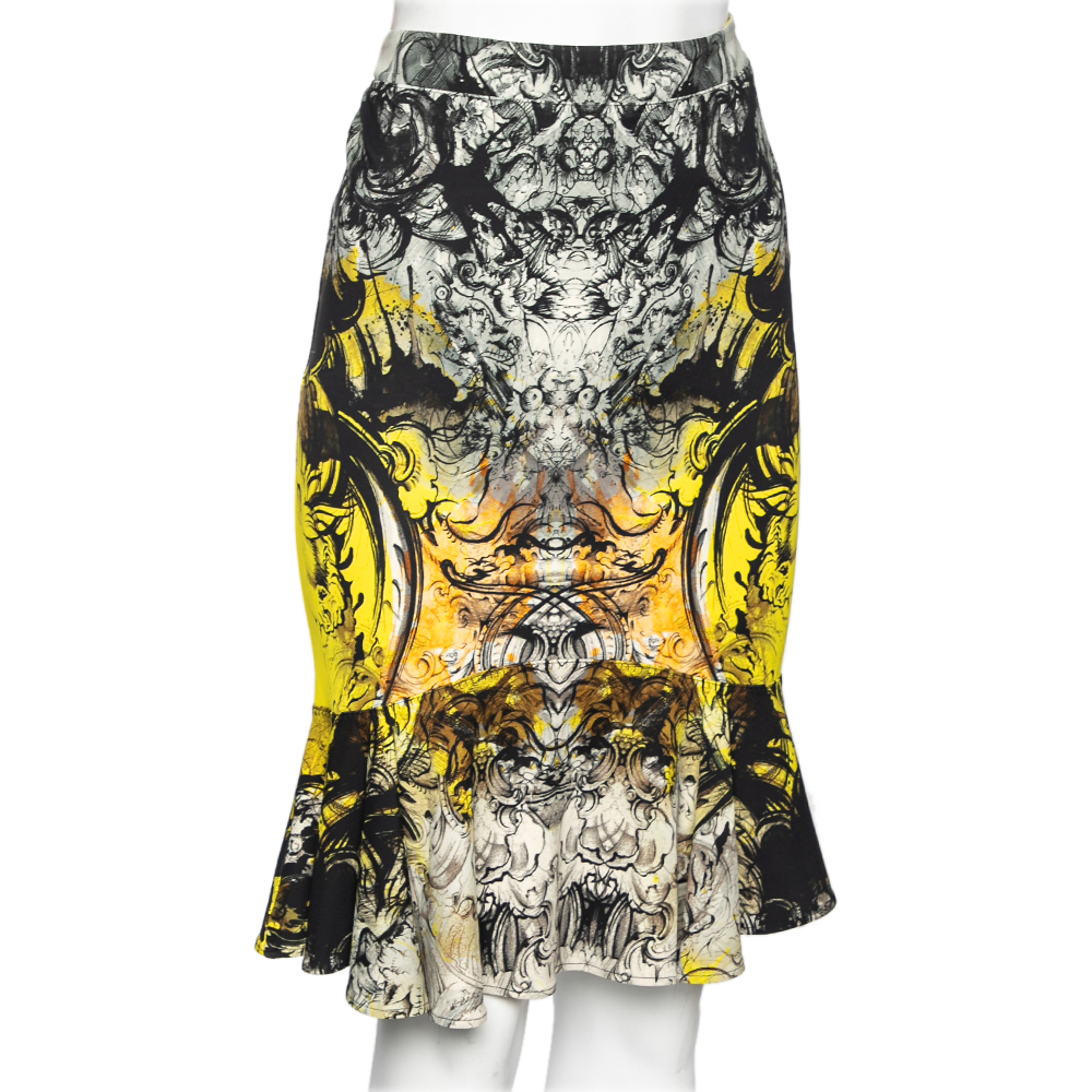

Roberto Cavalli Multicolor Printed Jersey Peplum Skirt
