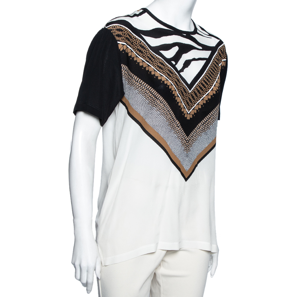 

Roberto Cavalli White Printed Silk Top