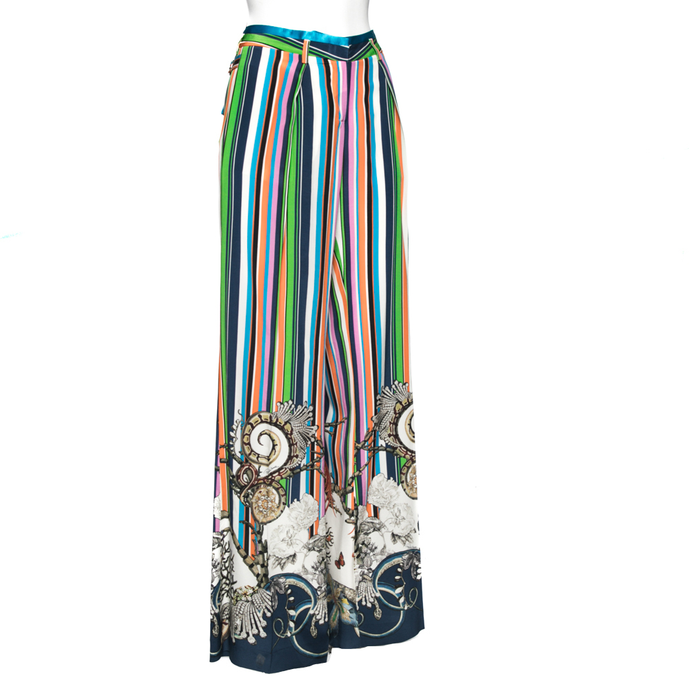 

Roberto Cavalli Multicolor Printed Silk Flared Trousers