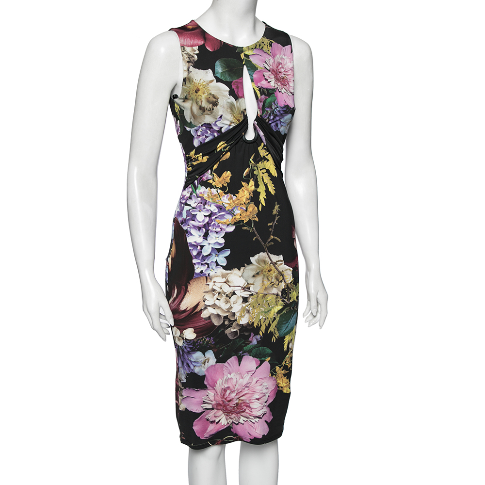 

Roberto Cavalli Multicolor Printed Jersey Strap Sleeve Dress