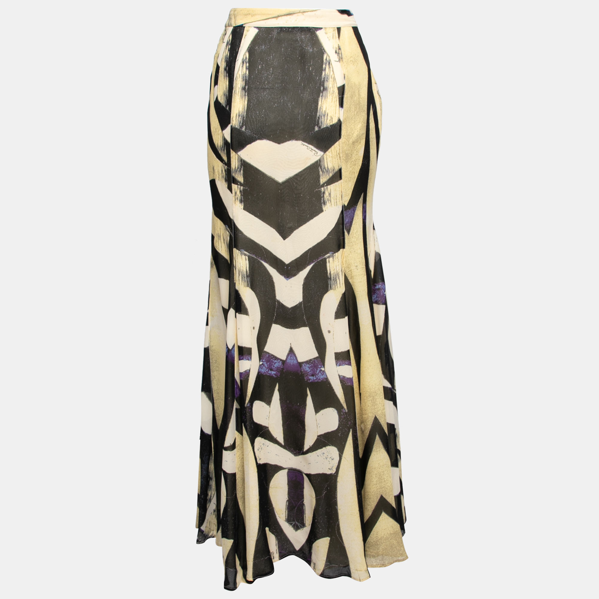 

Roberto Cavalli Multicolor Printed Silk Maxi Skirt