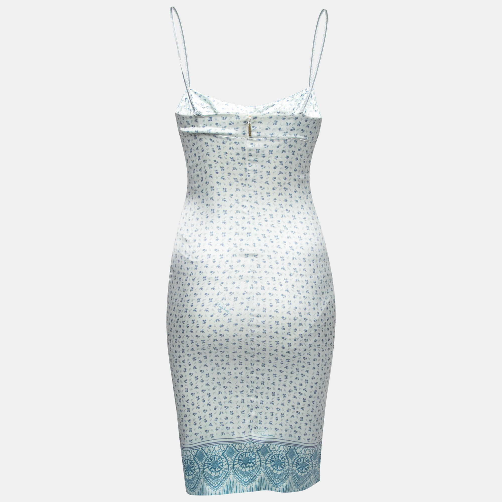 

Roberto Cavalli Light Blue Printed Satin Sleeveless Dress