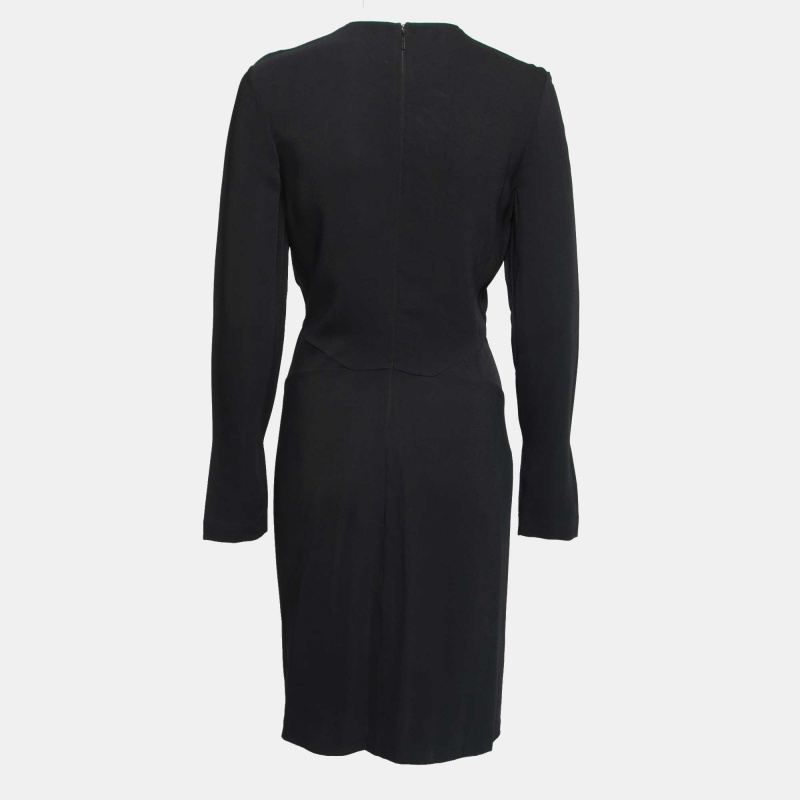 

Roberto Cavalli Black Crepe Embellished Detail Long Sleeve Dress