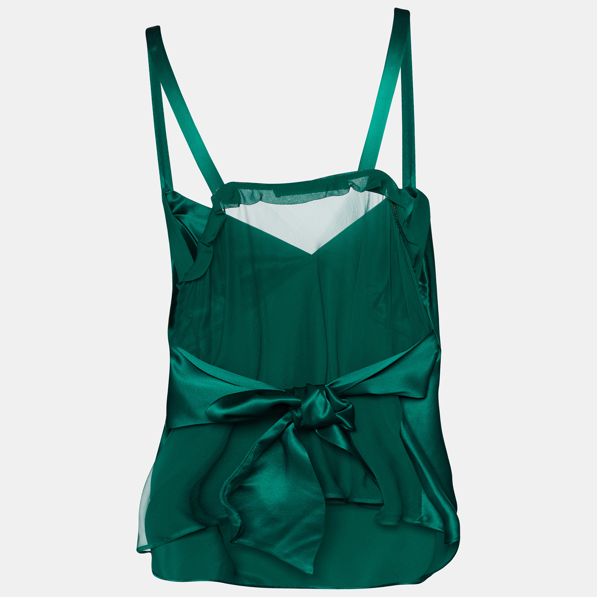 

Roberto Cavalli Green Silk Belt Detail Top
