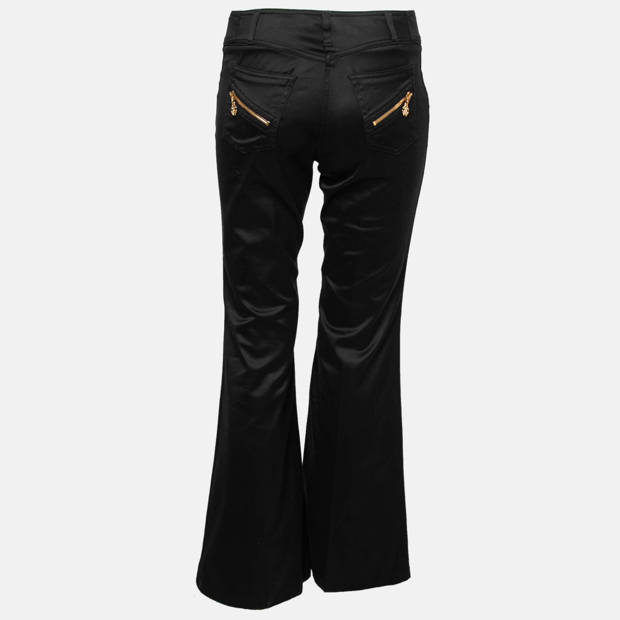 

Roberto Cavalli Black Cotton Flared Hem Pants