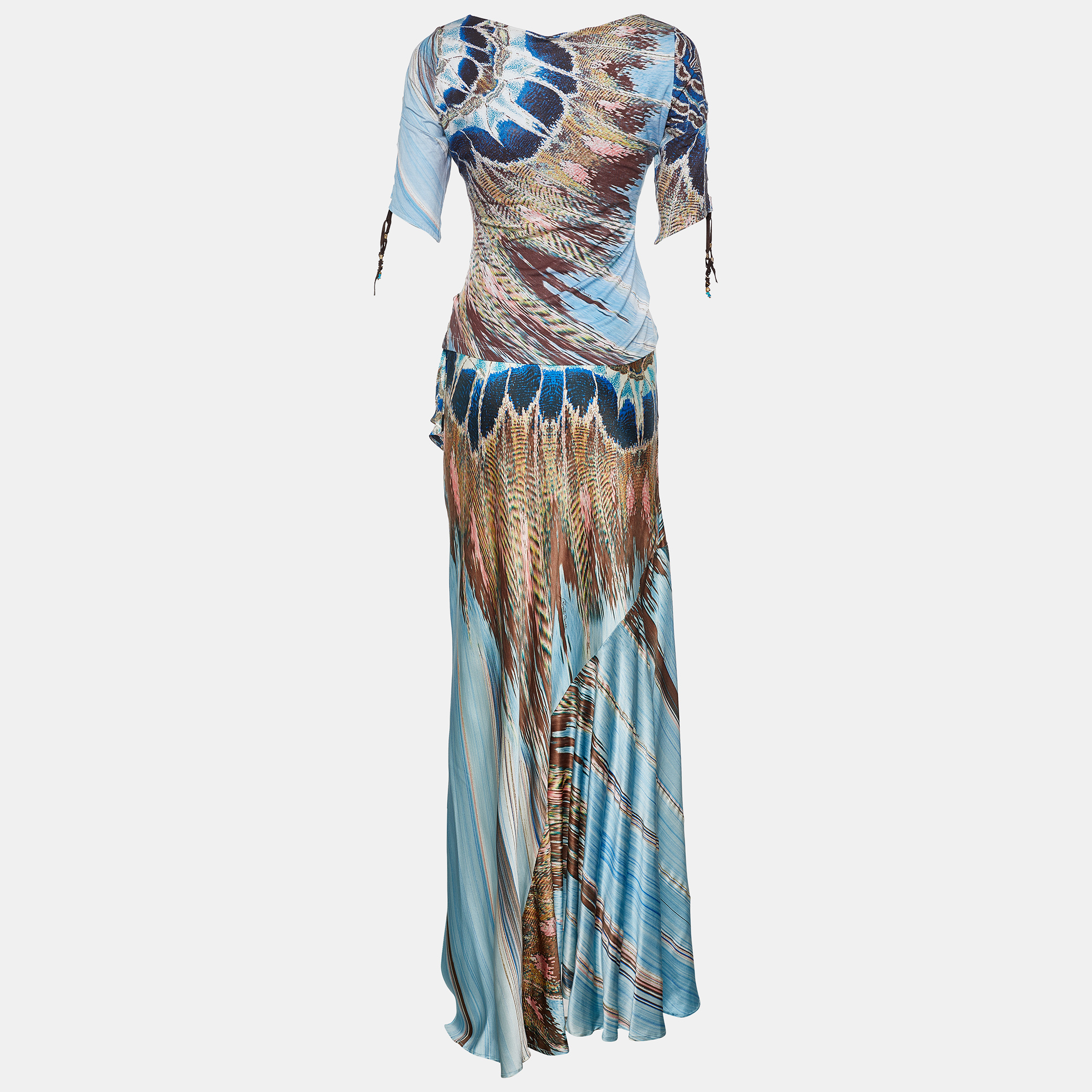 

Roberto Cavalli Blue Printed Silk Skirt Set