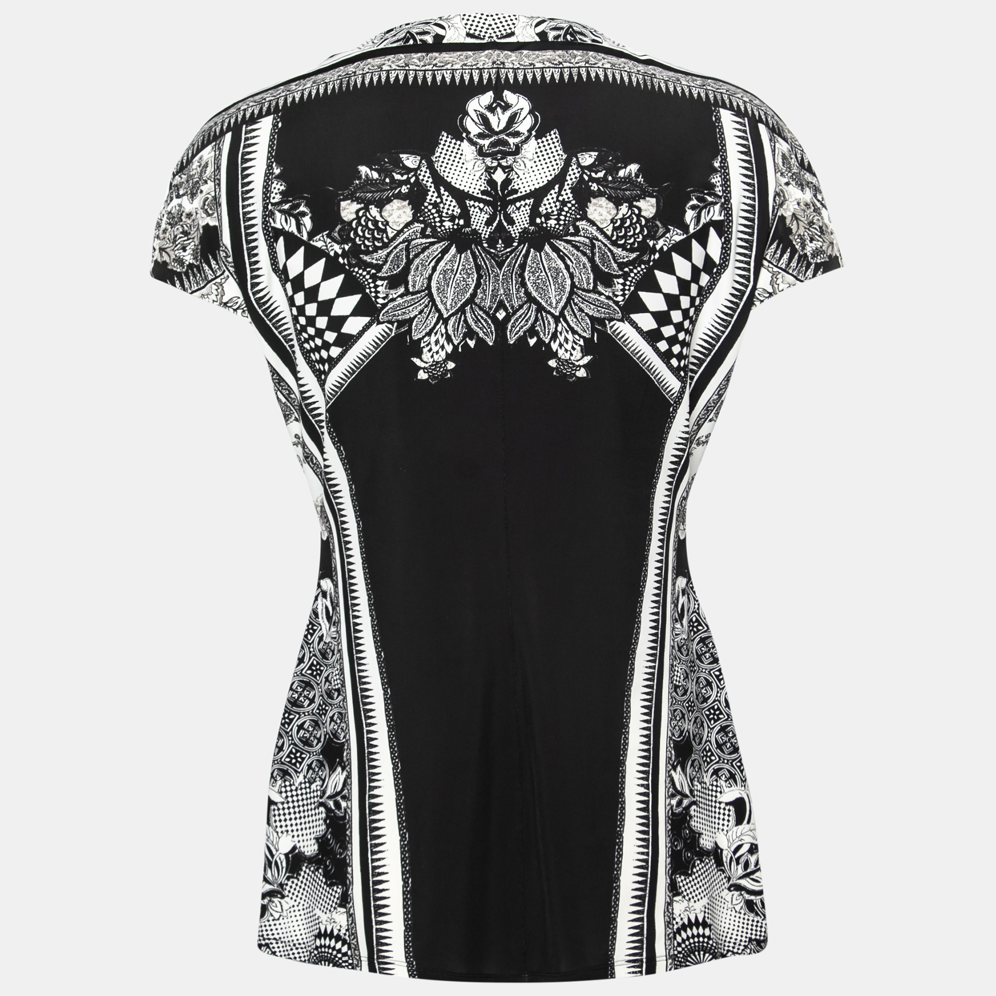 

Roberto Cavalli Monochrome Printed Jersey Top, Black