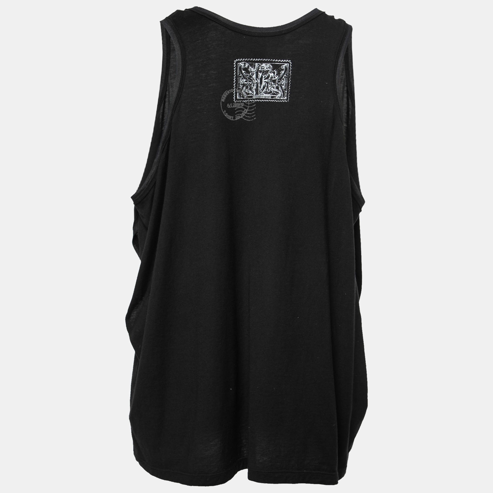

Roberto Cavalli Black Animal Printed Cotton Sleeveless Tank Top