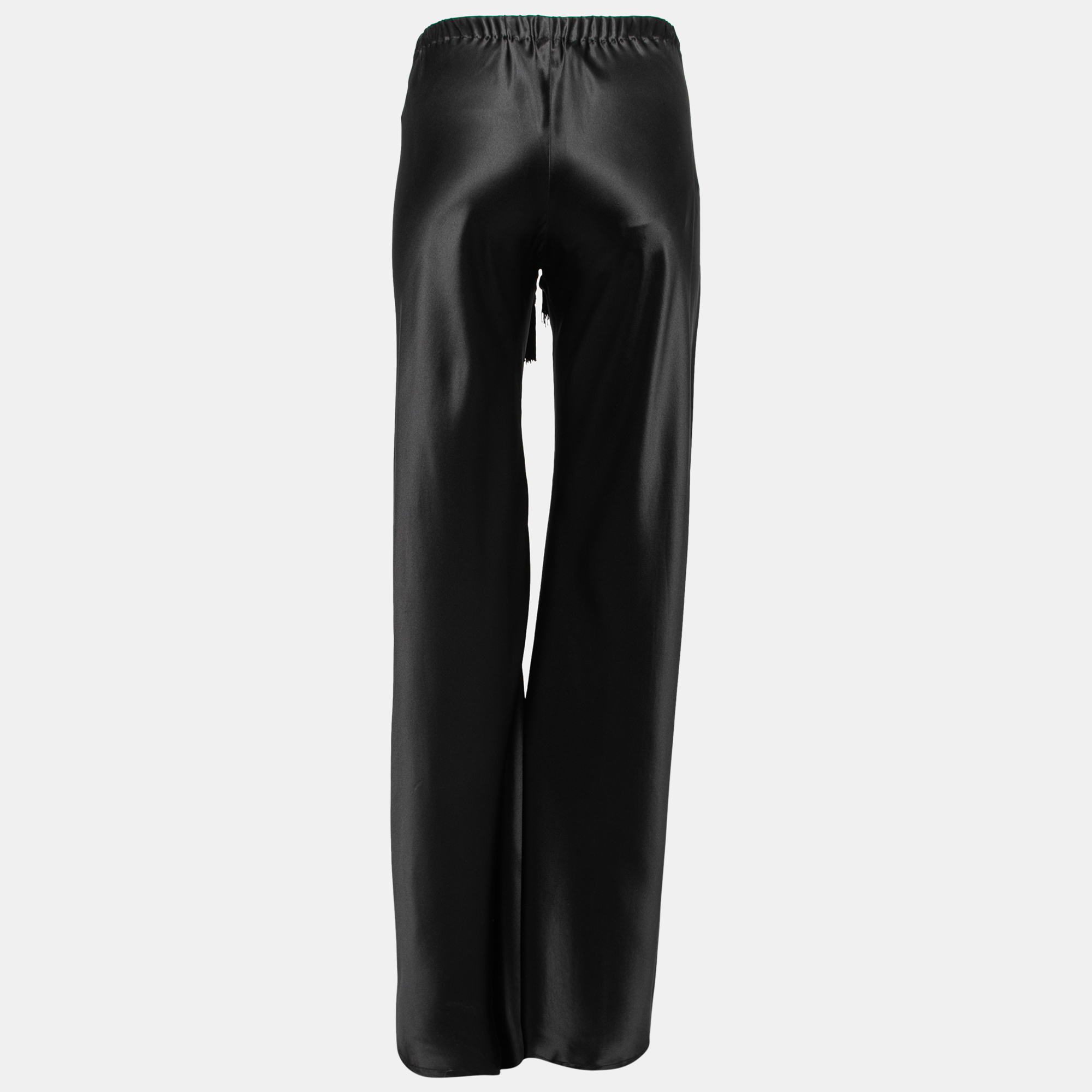 

Roberto Cavalli Black Satin Silk Flared Trousers