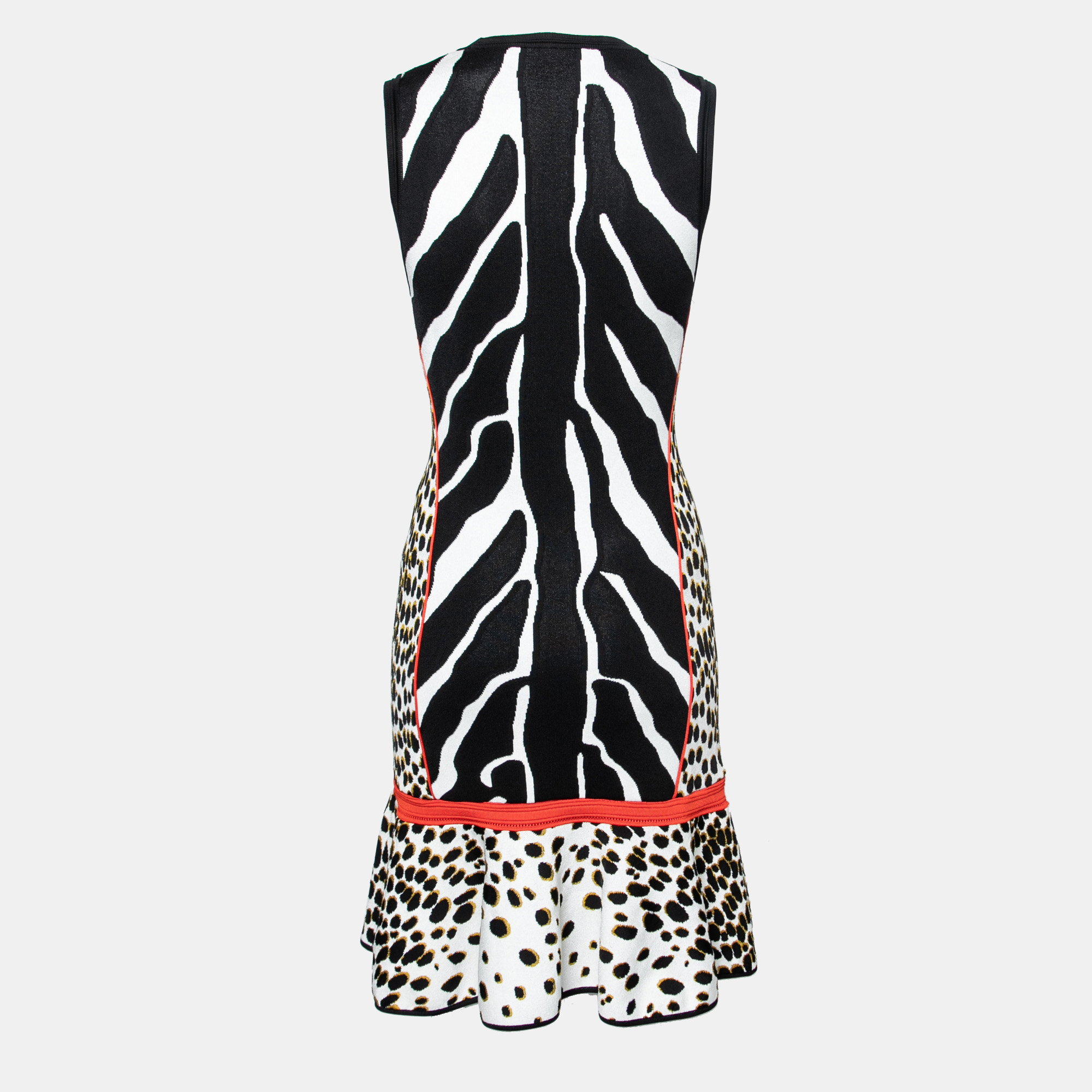 

Roberto Cavalli Multicolor Animal Printed Knit Ruffle Hem Sleeveless Dress
