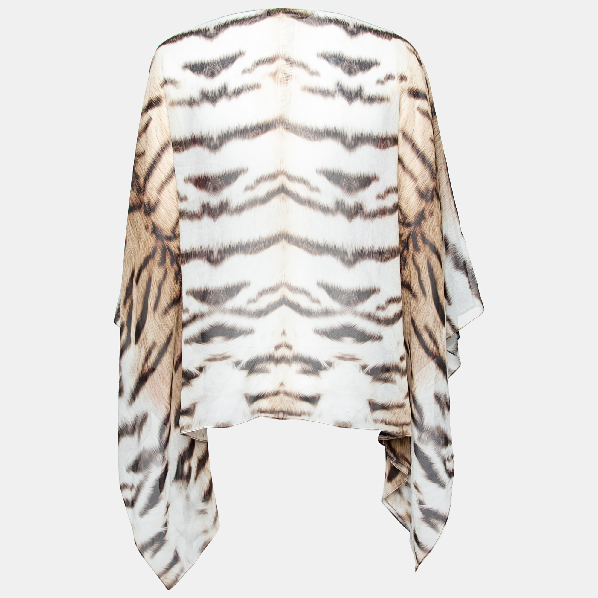 

Roberto Cavalli Multicolor Printed Silk Chiffon Kaftaan Top