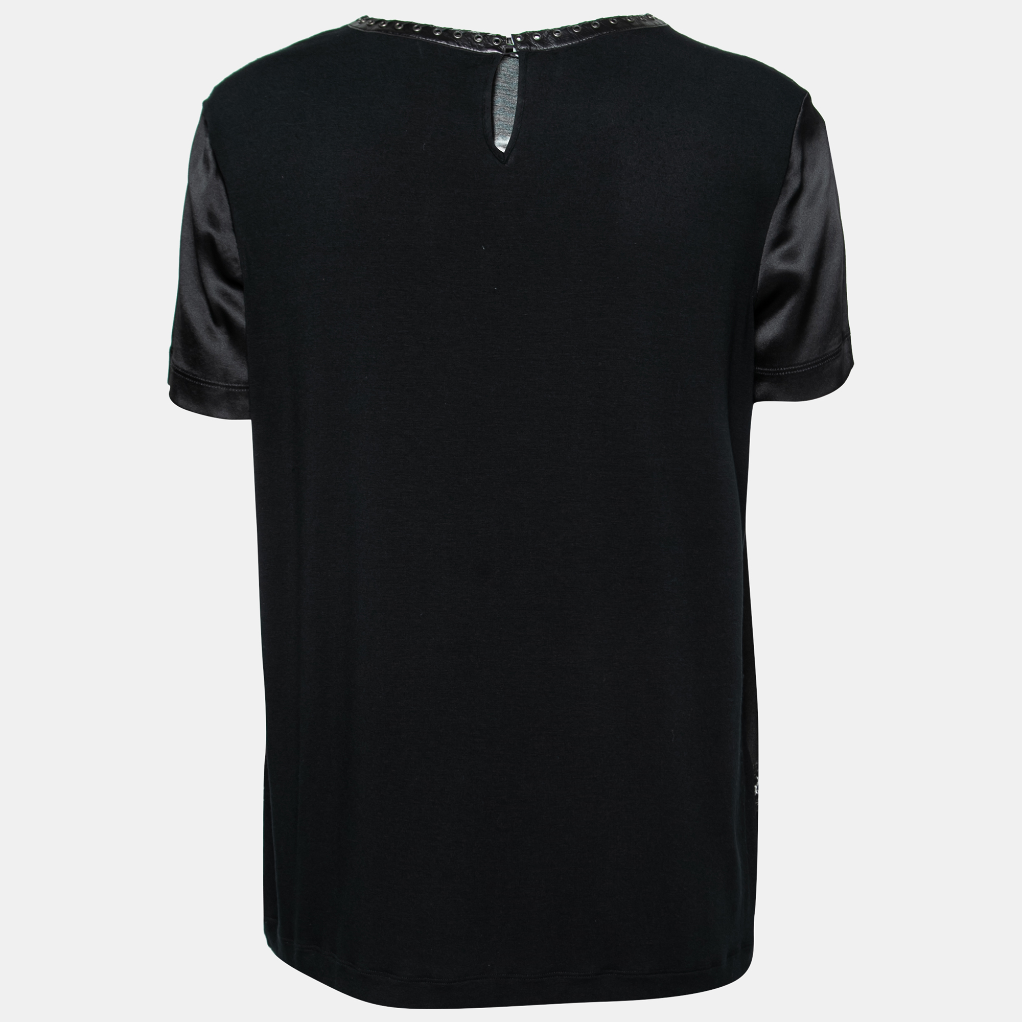 

Roberto Cavalli Black Printed Silk & Jersey Short Sleeve T-Shirt