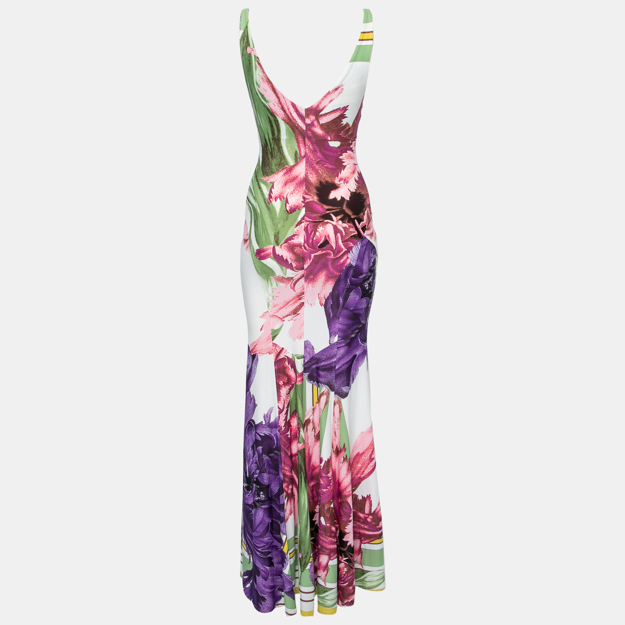 

Roberto Cavalli Multicolor Floral Printed Jersey Maxi Dress