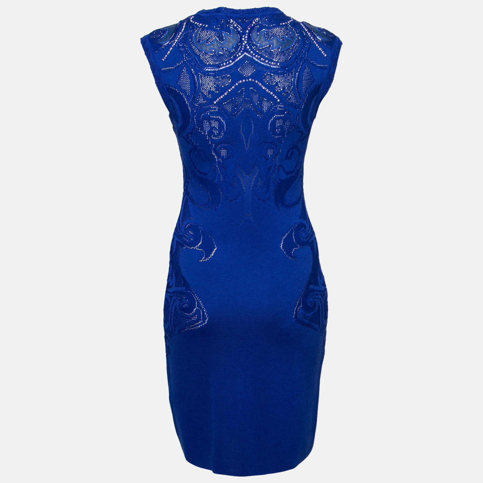 

Roberto Cavalli Blue Knit Embellished Midi Dress
