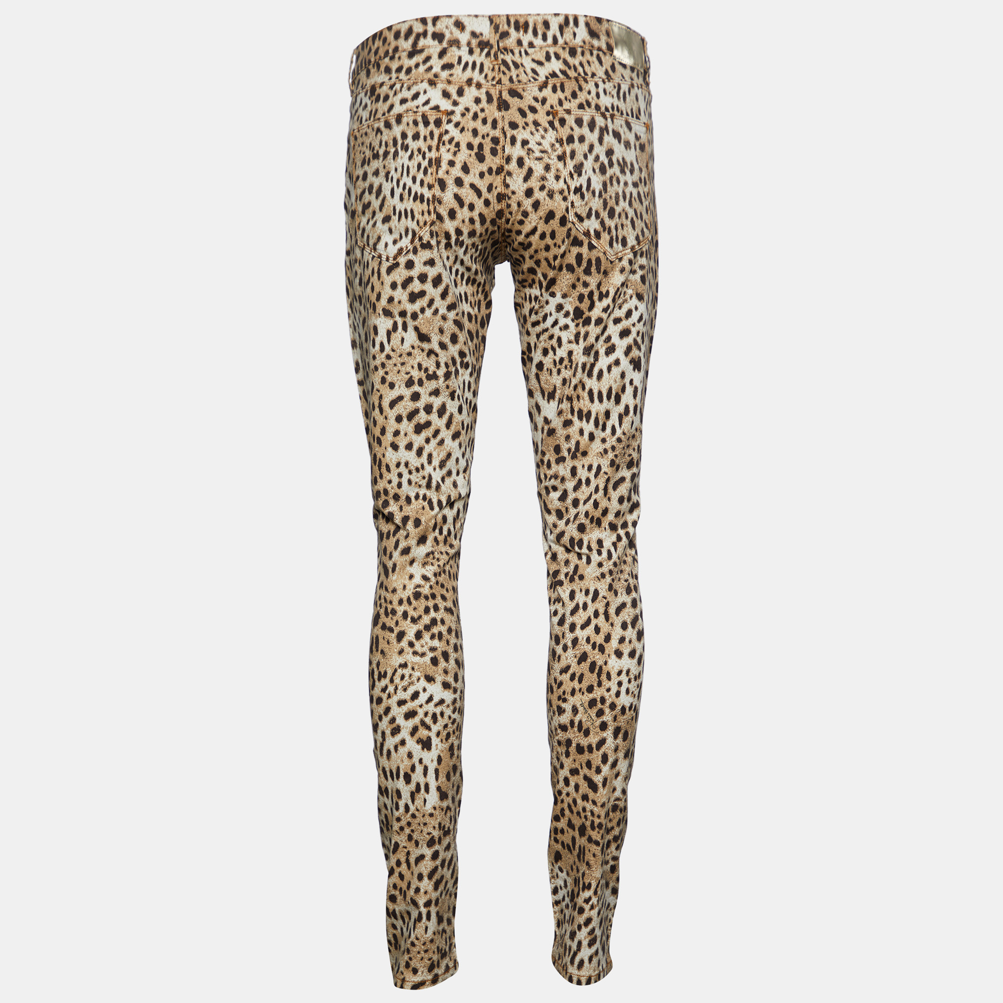 

Roberto Cavalli Beige Leopard Print Cotton Skinny Fit Jeans