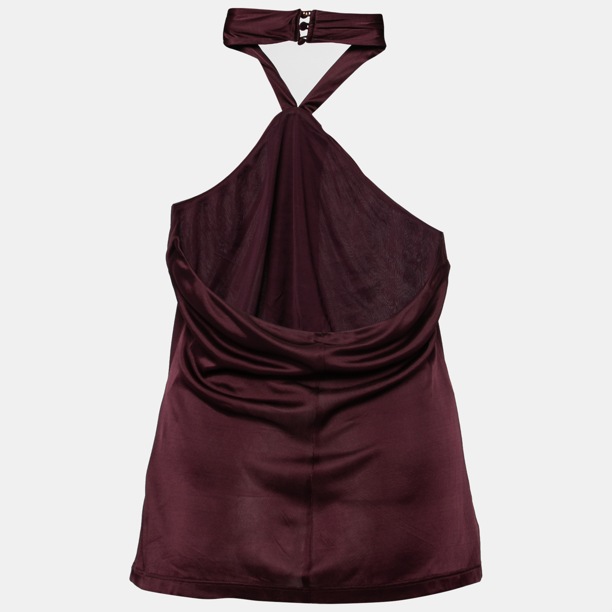 

Roberto Cavalli Burgundy Jersey Embellished Detail Halter Neck Top