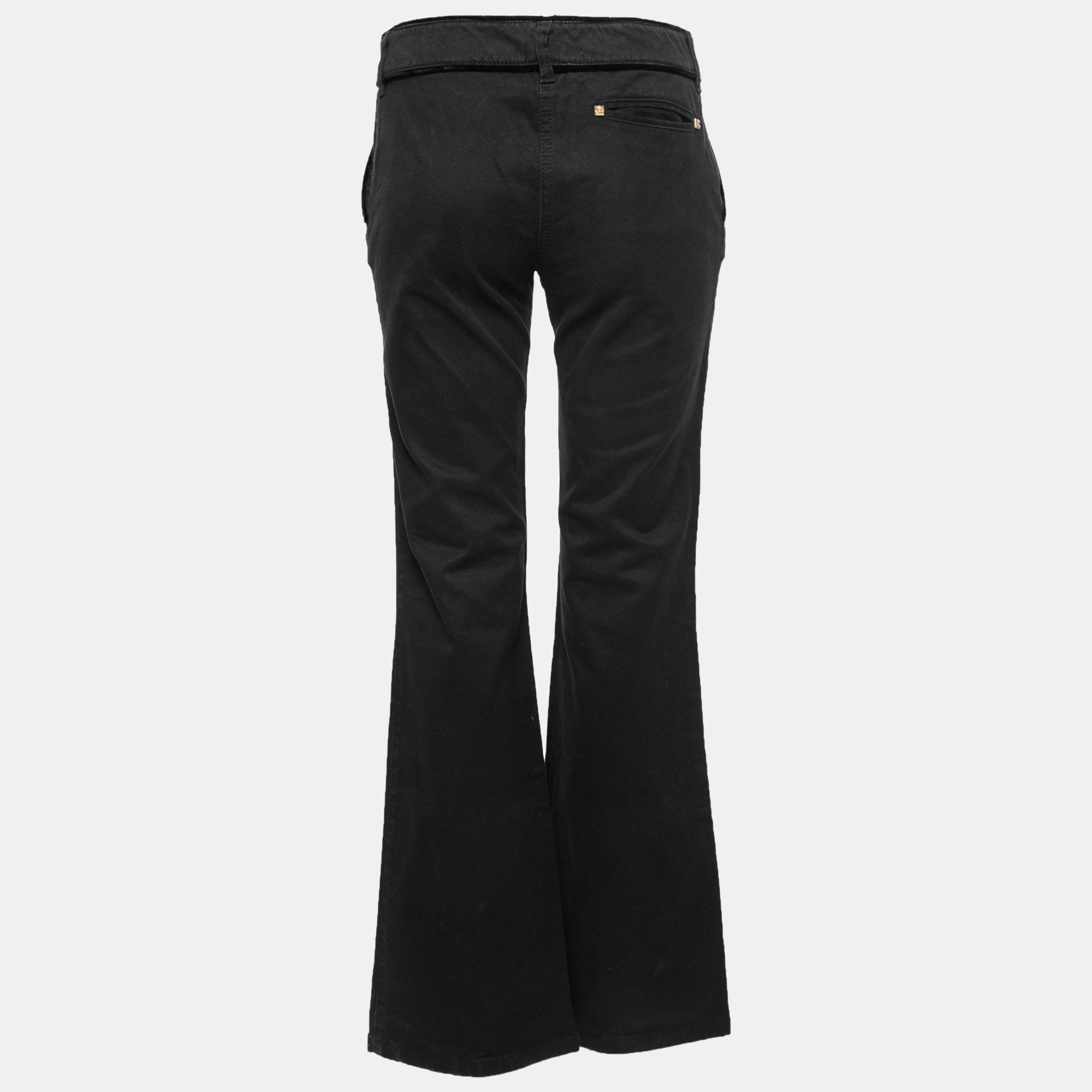 

Roberto Cavalli Black Denim Velvet Trim Trousers