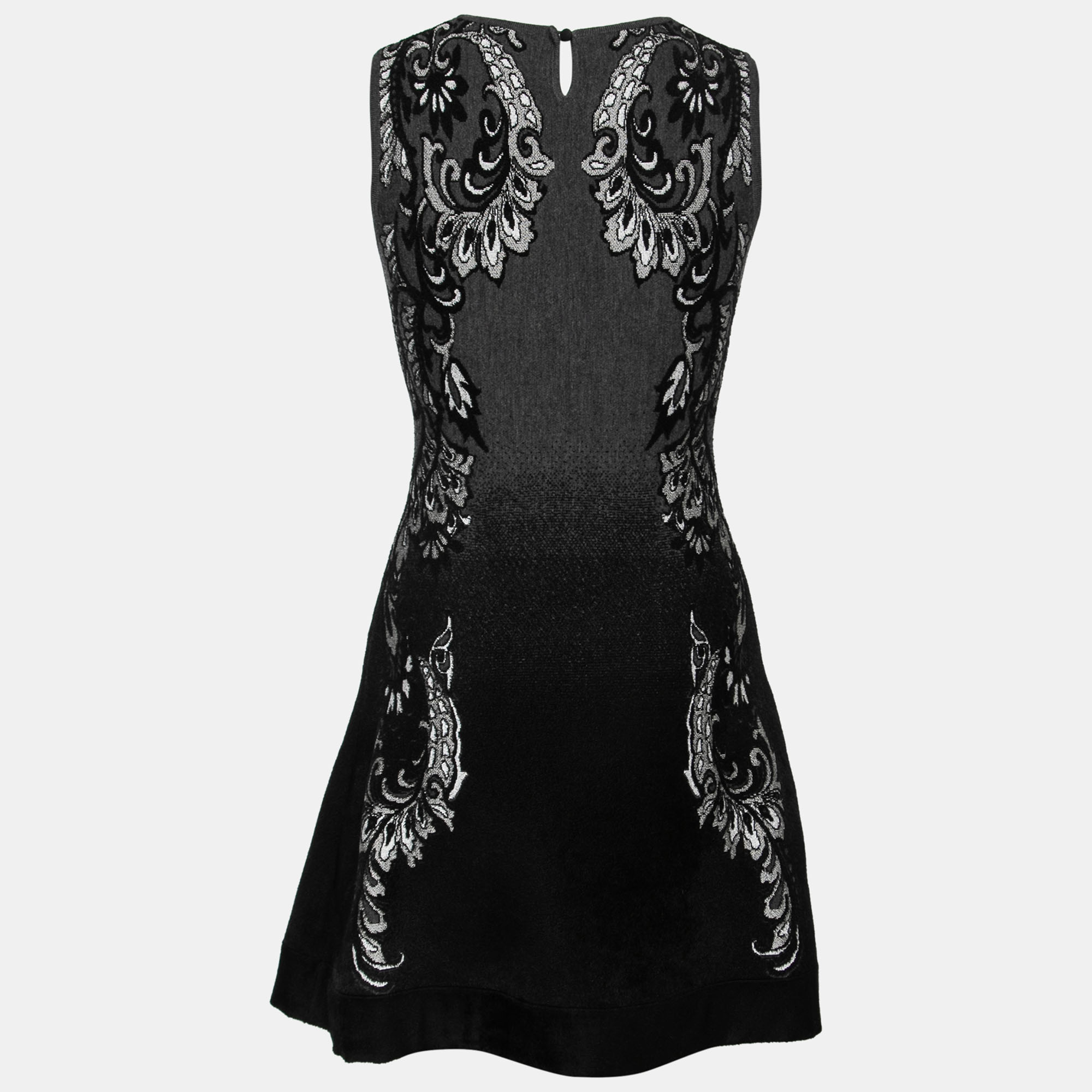 

Roberto Cavalli Black Jacquard Micro Velvet Sleeveless Flared Dress