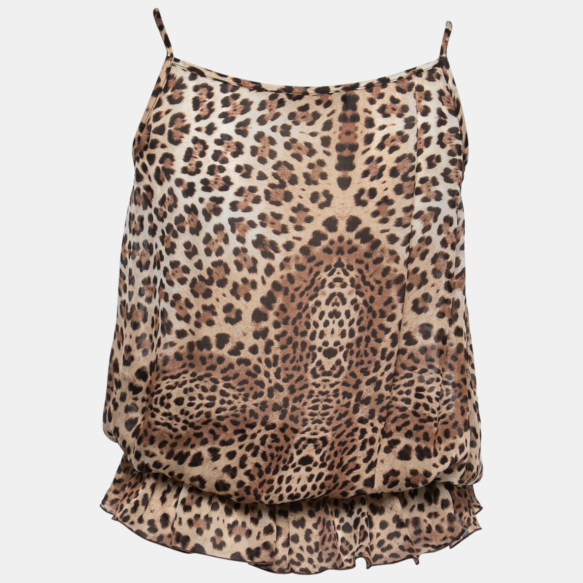 

Roberto Cavalli Brown Animal Printed Silk Sleeveless Top