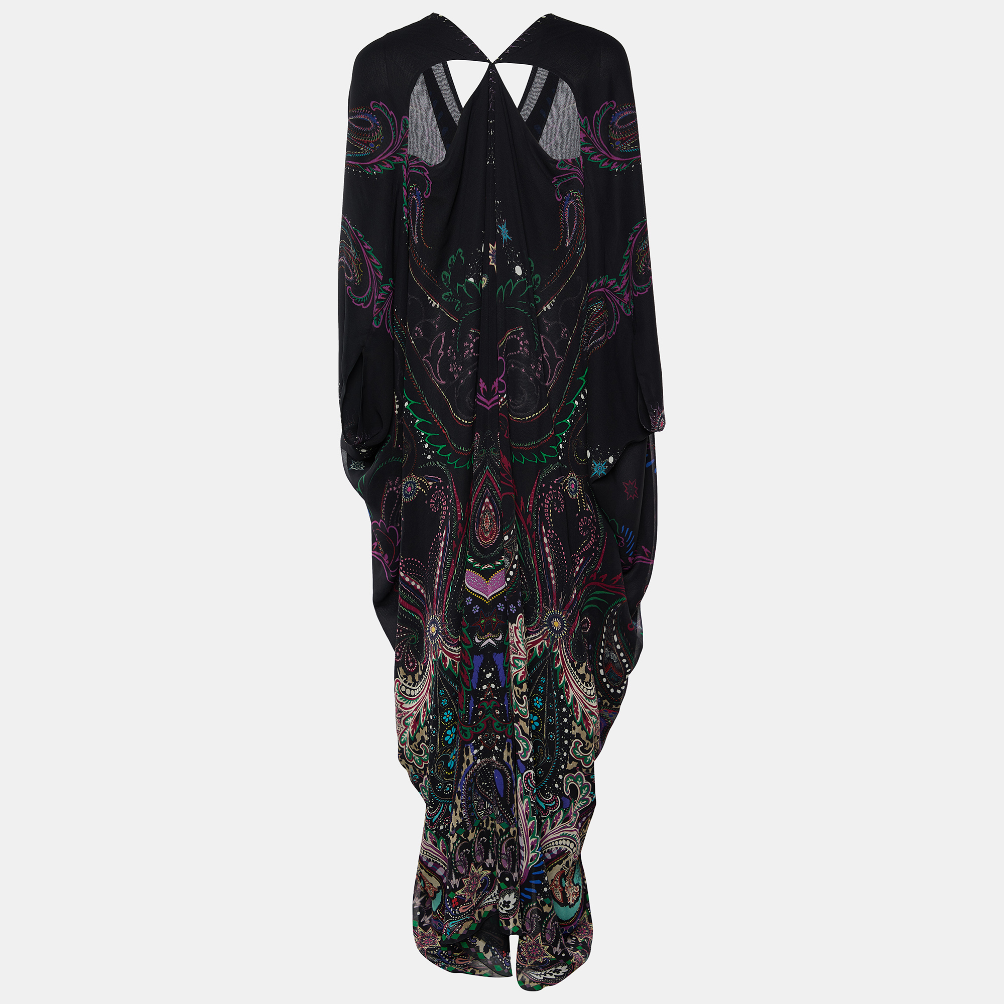 

Roberto Cavalli Black Printed Silk Kaftan Maxi Dress