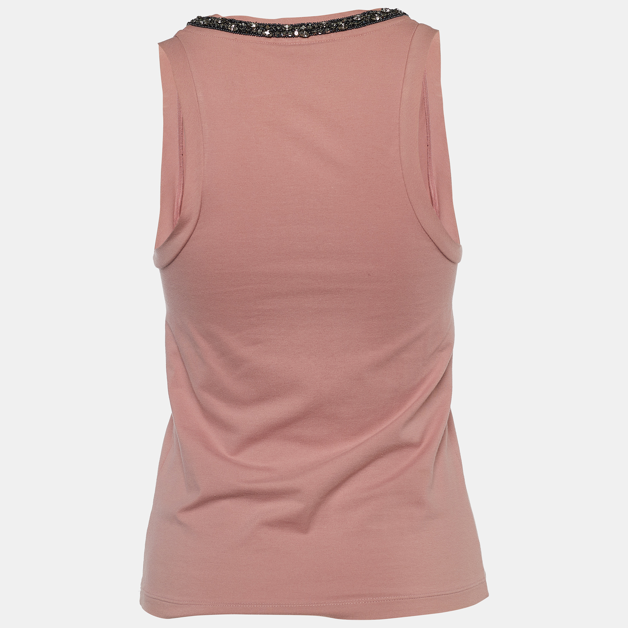 

Roberto Cavalli Dusty Pink Embellished Neck Tank Top