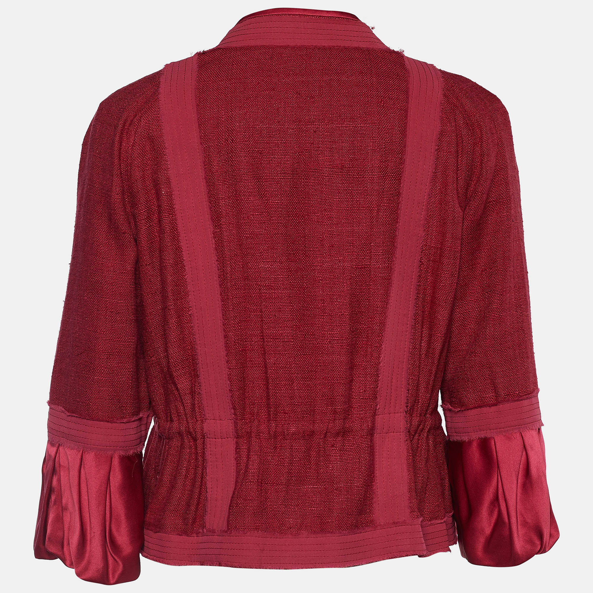 

Roberto Cavalli Burgundy Silk Boucle Cropped Jacket