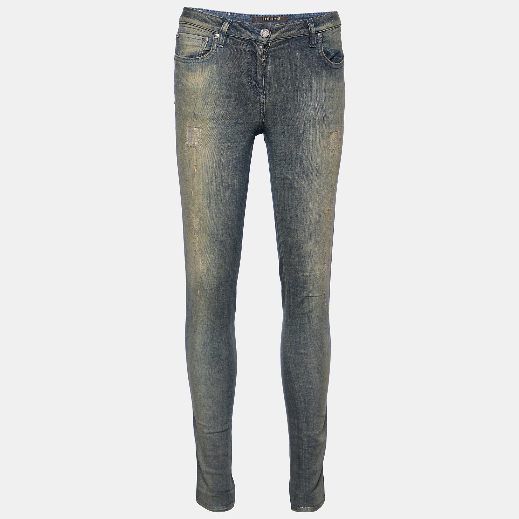 Pre-owned Roberto Cavalli Light Blue Faded Denim Skinny Jeans M