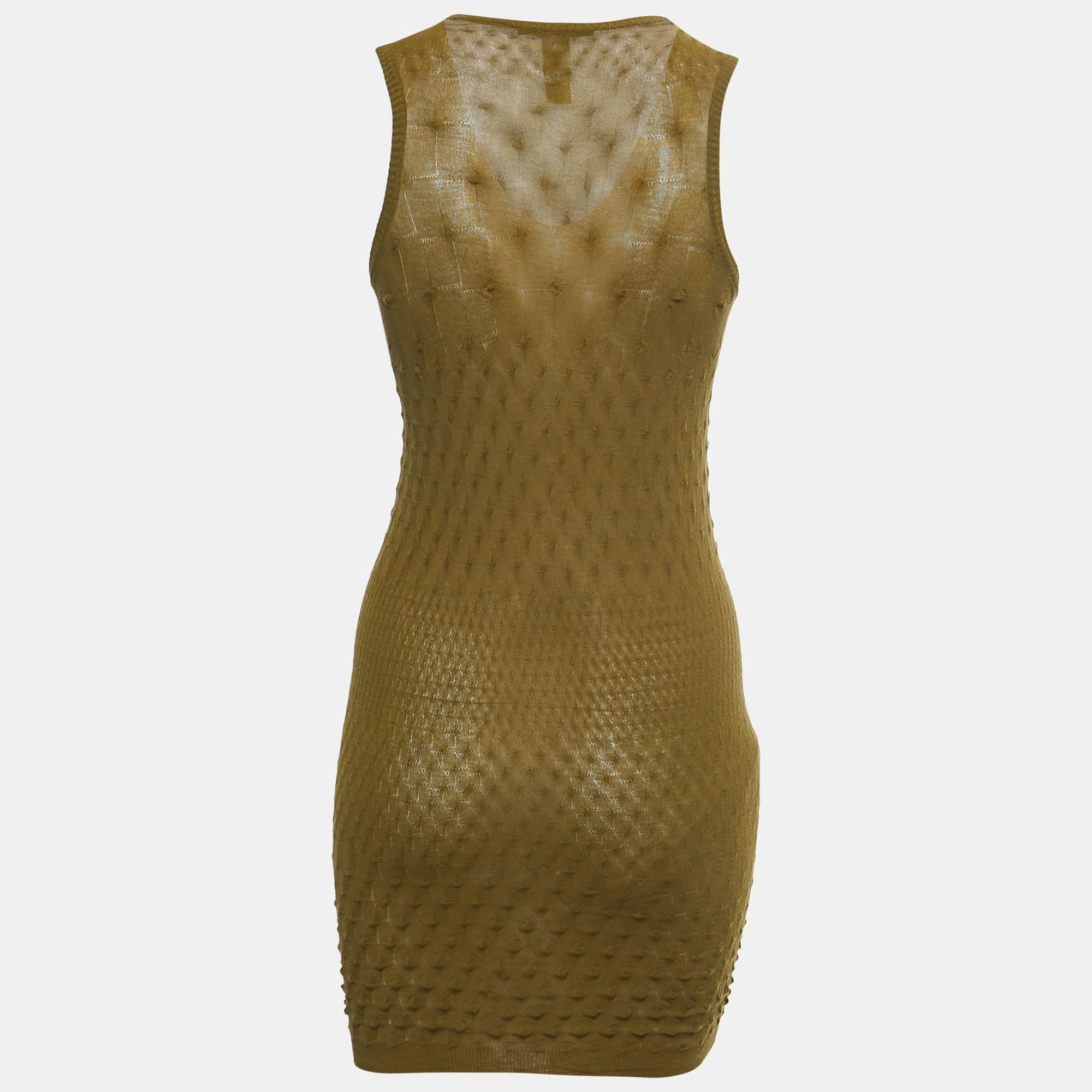 

Roberto Cavalli Olive Green Waffle-Knit Embellished Top