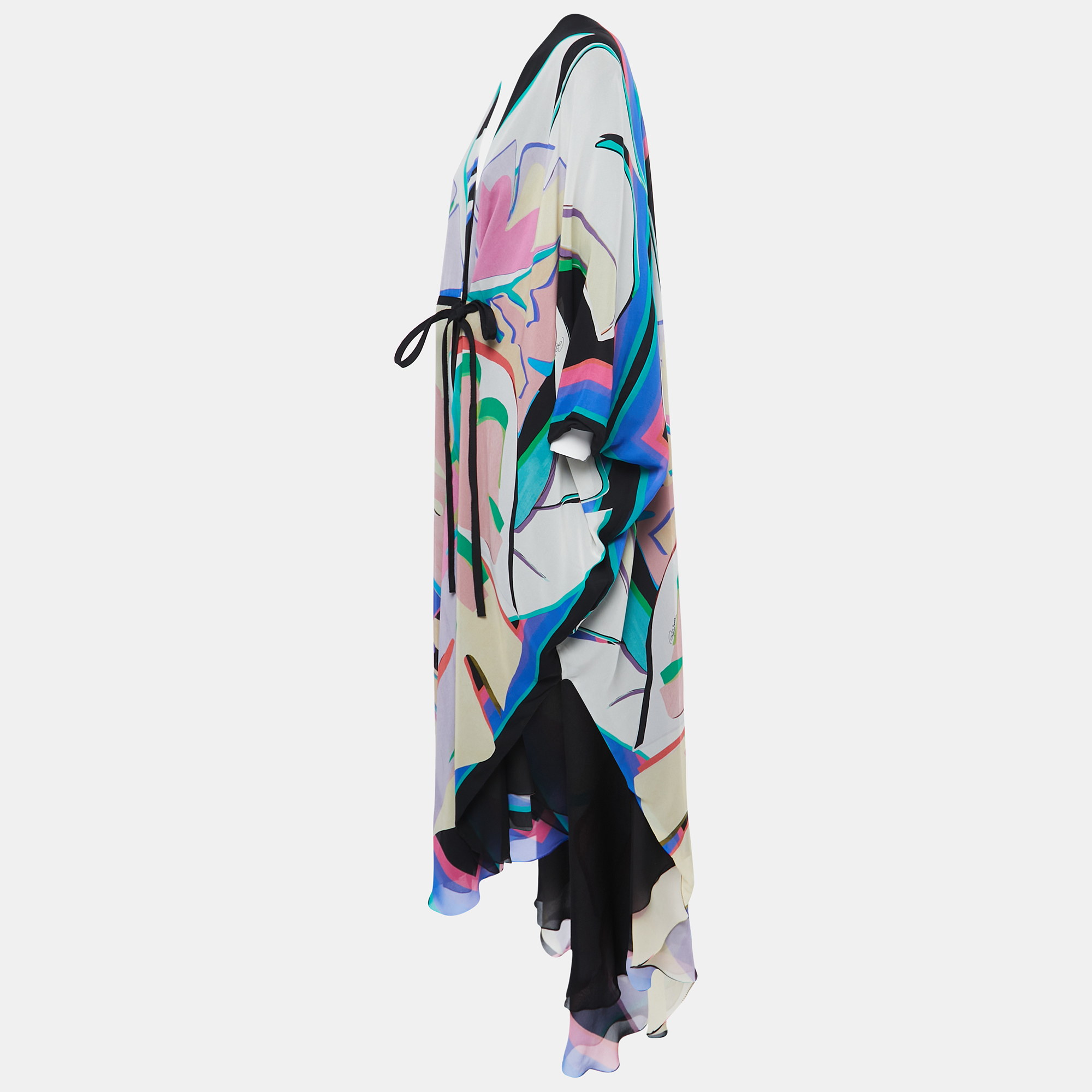 

Roberto Cavalli Multicolor Printed Silk Wrap Coverup Dress