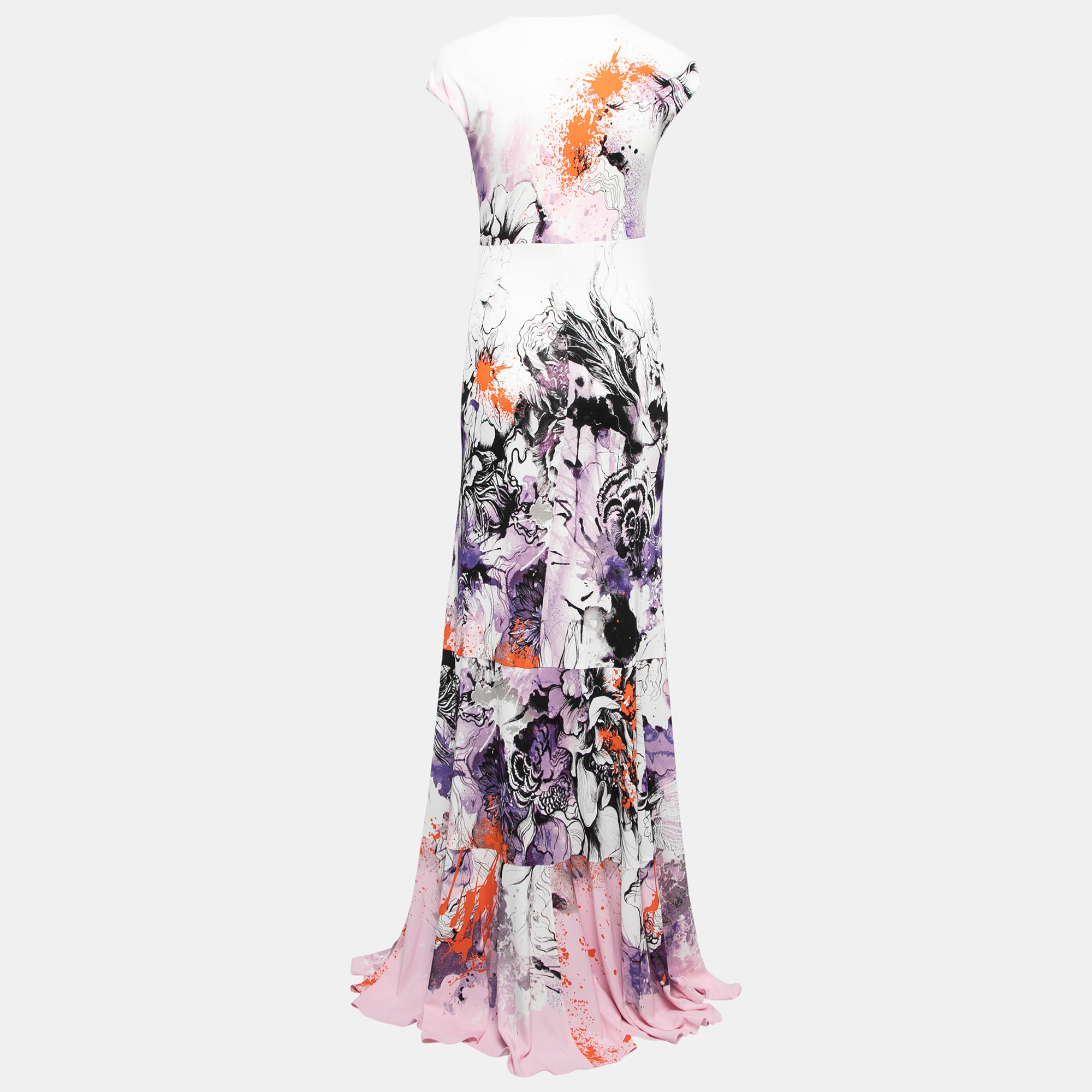 

Roberto Cavalli Multicolor Floral Printed Jersey Long Dress