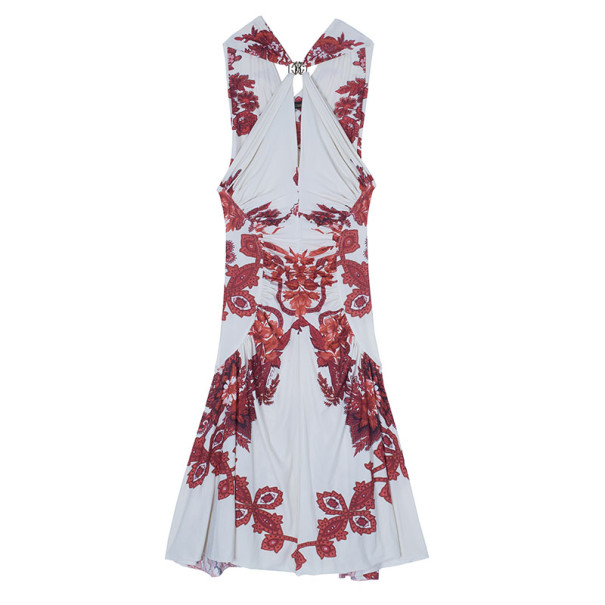 Pre Owned Roberto Cavalli Abstract Print Ruched Dress M