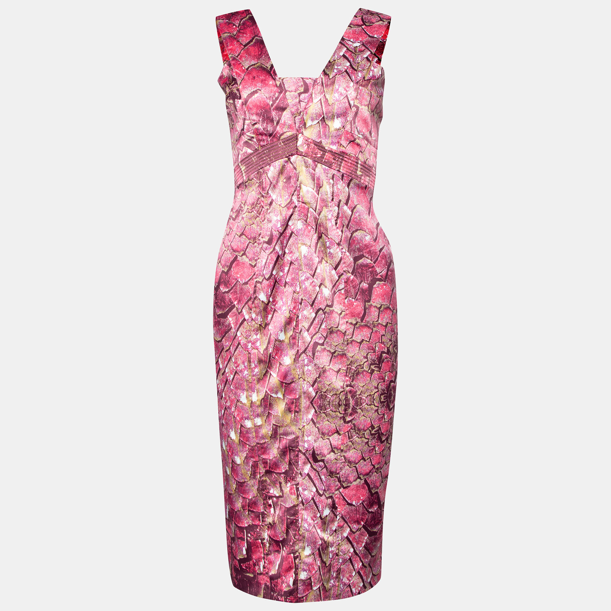 Pre-owned Roberto Cavalli Pink Printed Satin Sleeveless Mini Dress M
