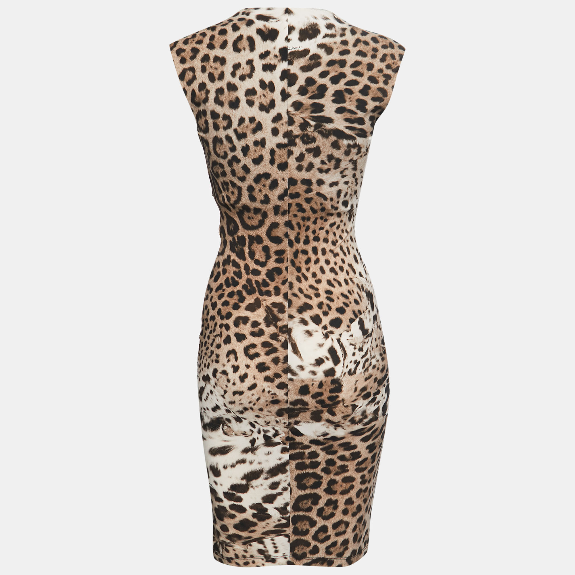 

Roberto Cavalli Brown Animal Printed Jersey Ruched Bodycon Dress