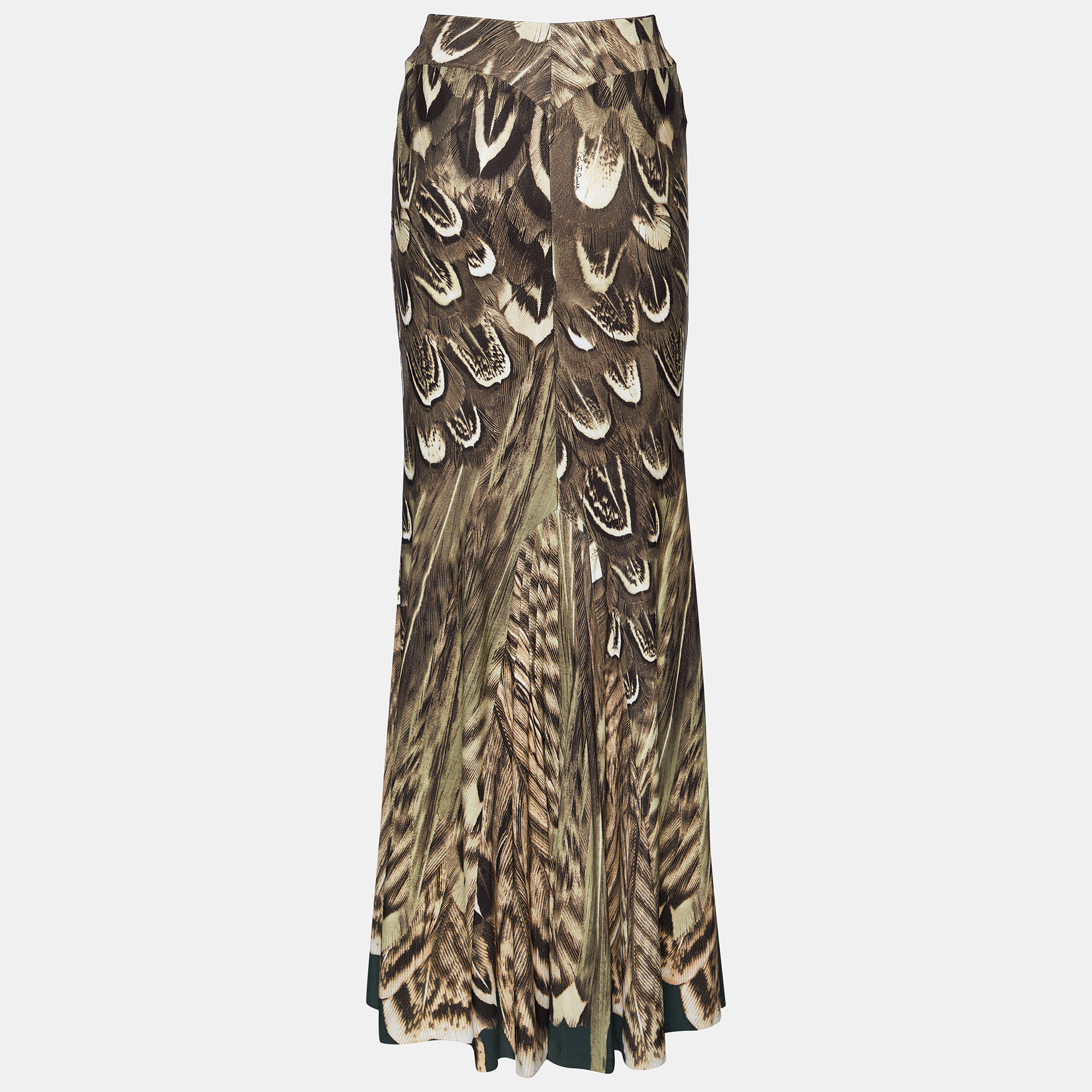 

Roberto Cavalli Multicolor Printed Jersey Elastic Waist Maxi Skirt, Brown