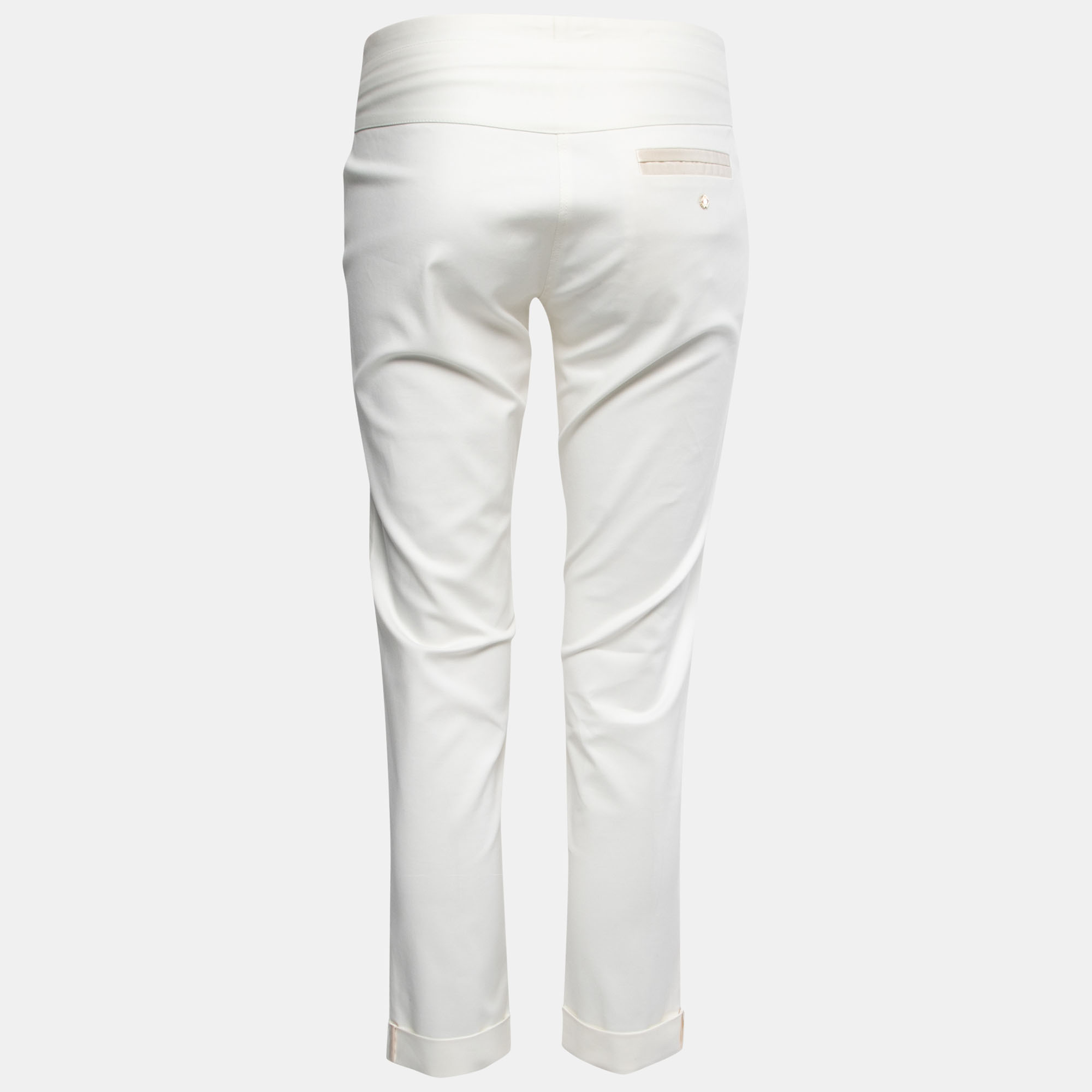 

Roberto Cavalli Off-White Cotton Straight Leg Trousers, Cream