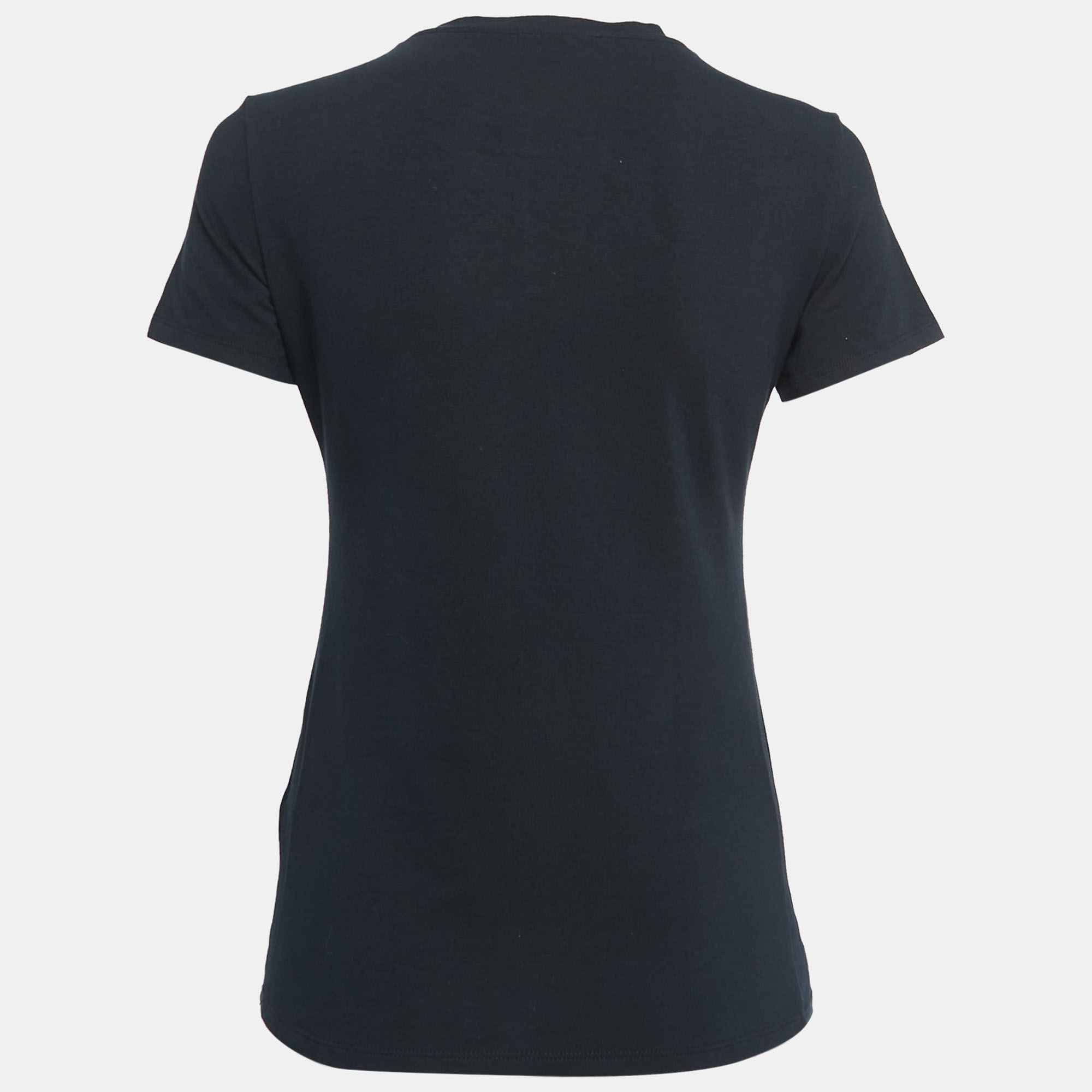 

Roberto Cavalli Black Embroidered Cotton Crew Neck T-Shirt