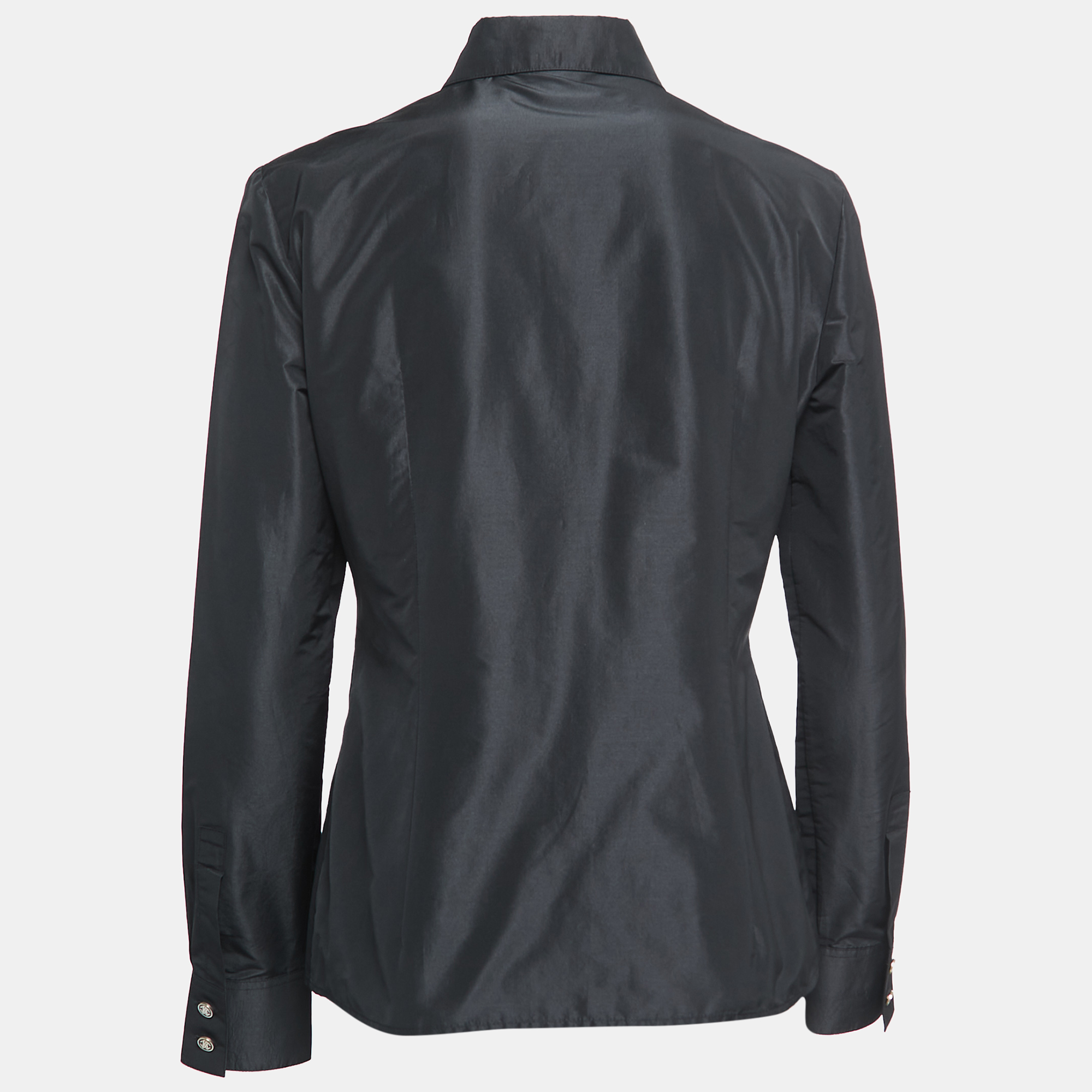 

Roberto Cavalli Black Taffeta Ruffled Shirt