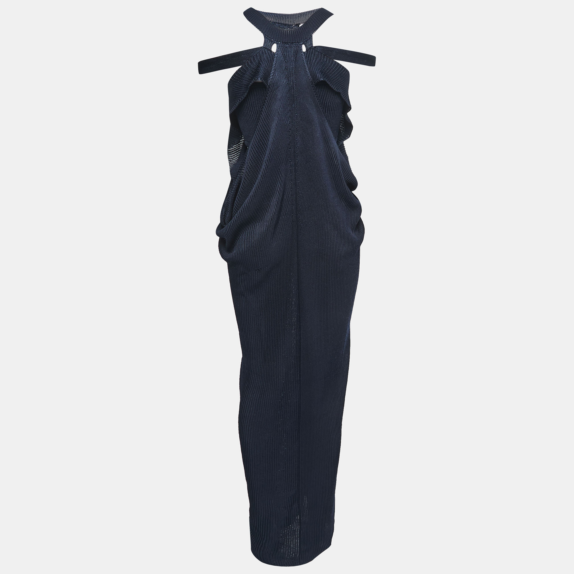 

Roberto Cavalli Navy Blue Knit Off Shoulder Midi Dress