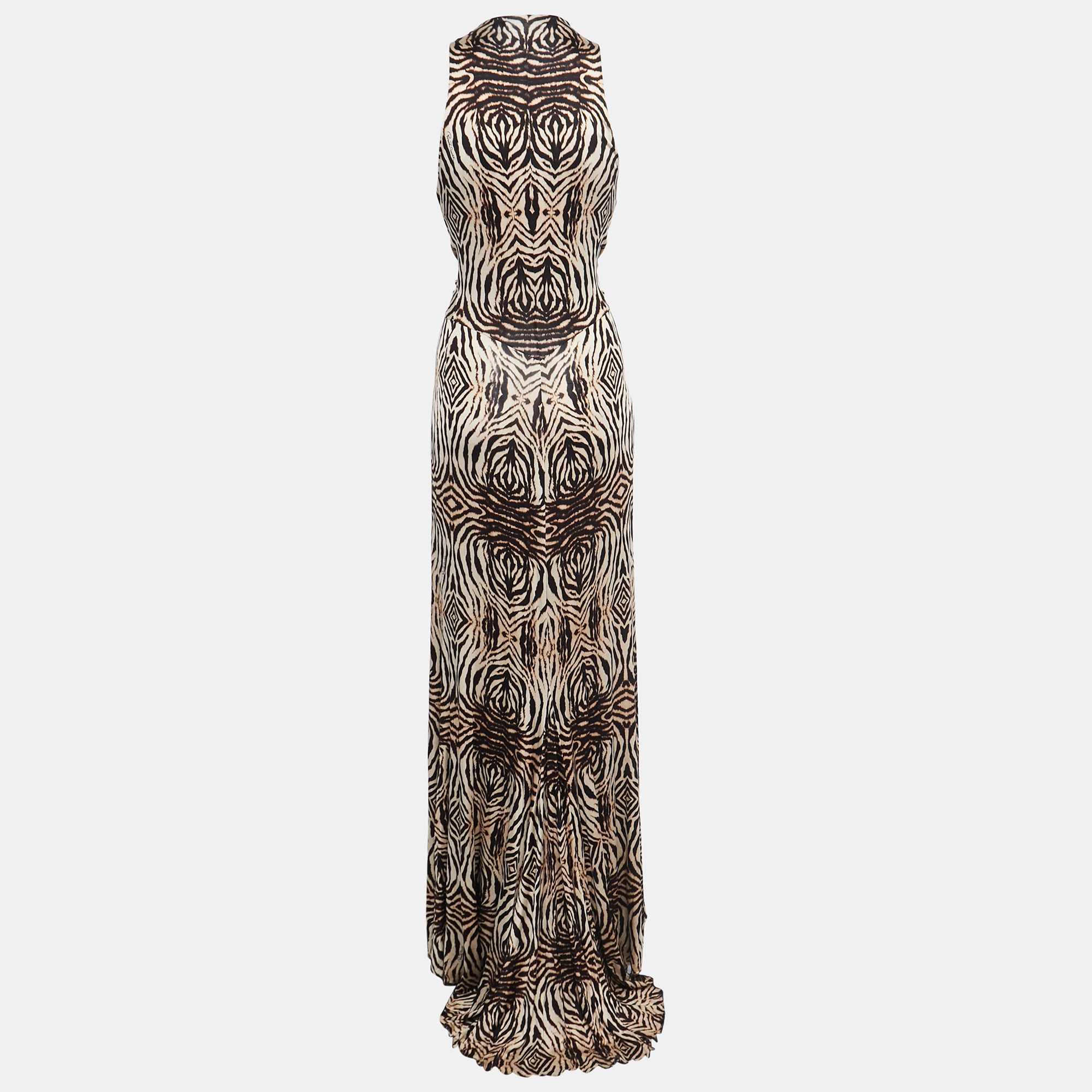 

Roberto Cavalli Brown/Beige Animal Print Jersey Maxi Dress