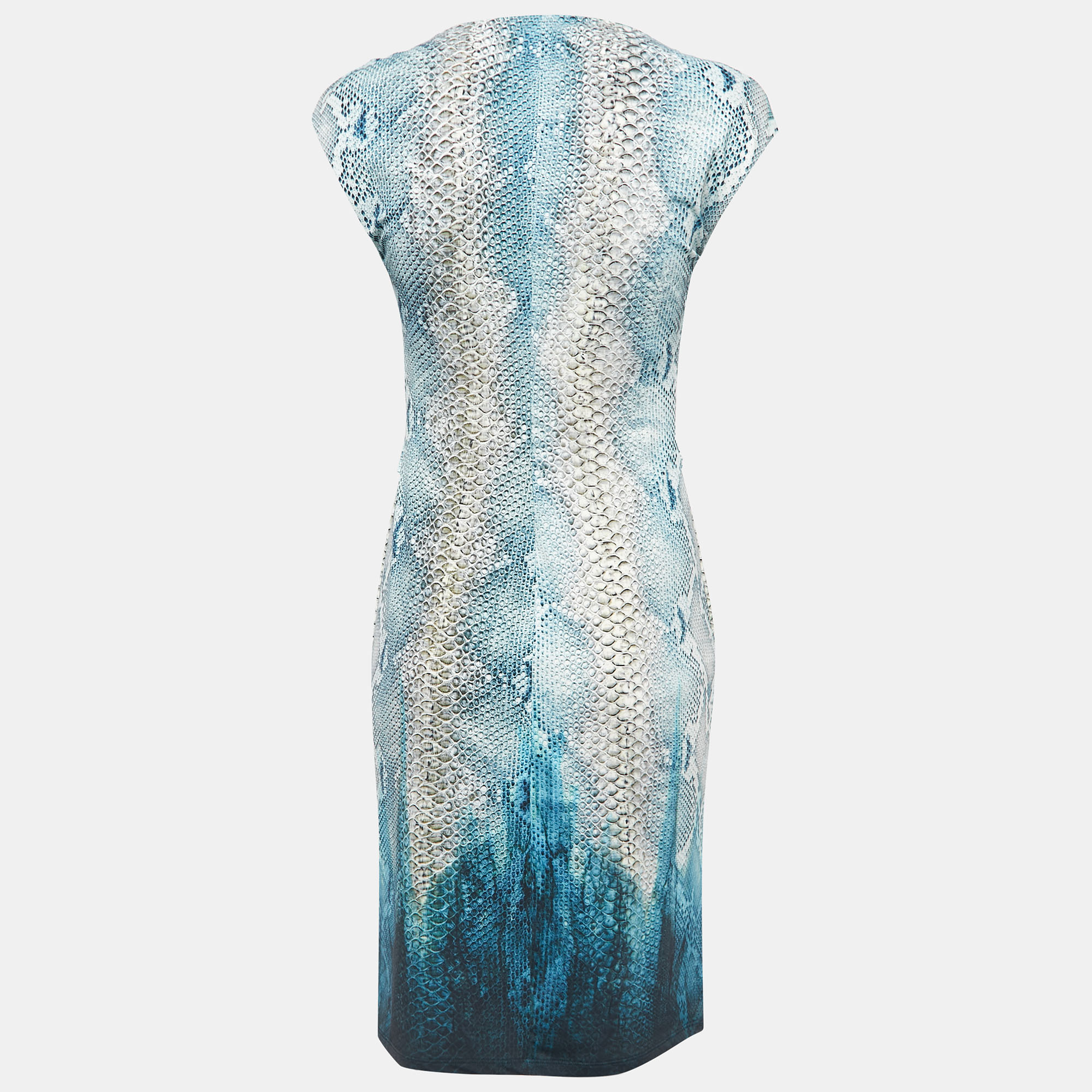 

Roberto Cavalli Blue Snake Printed Stretch Jersey Bodycon Dress