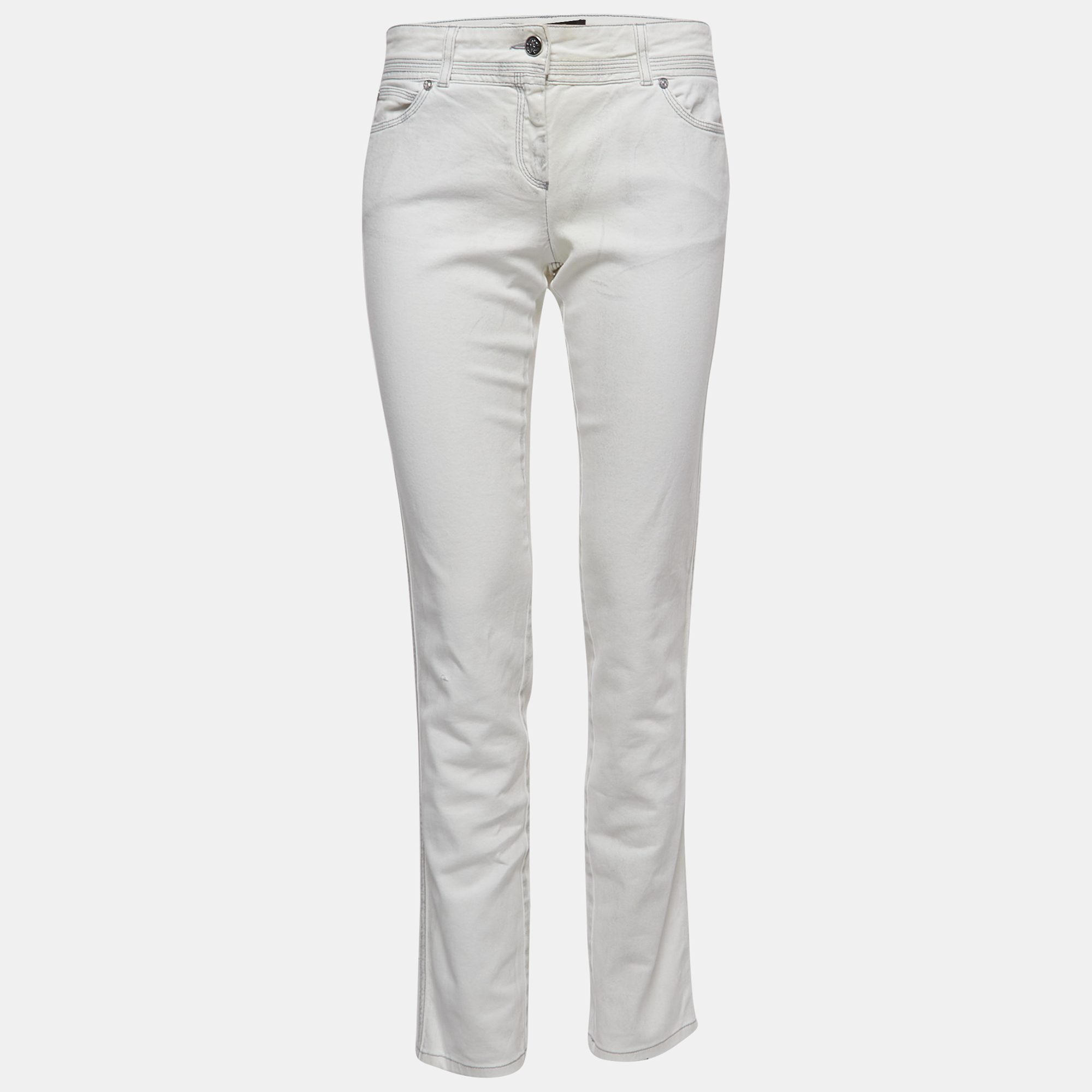 

Roberto Cavalli White Patterned Denim Stitch Detailed Jeans  Waist 30