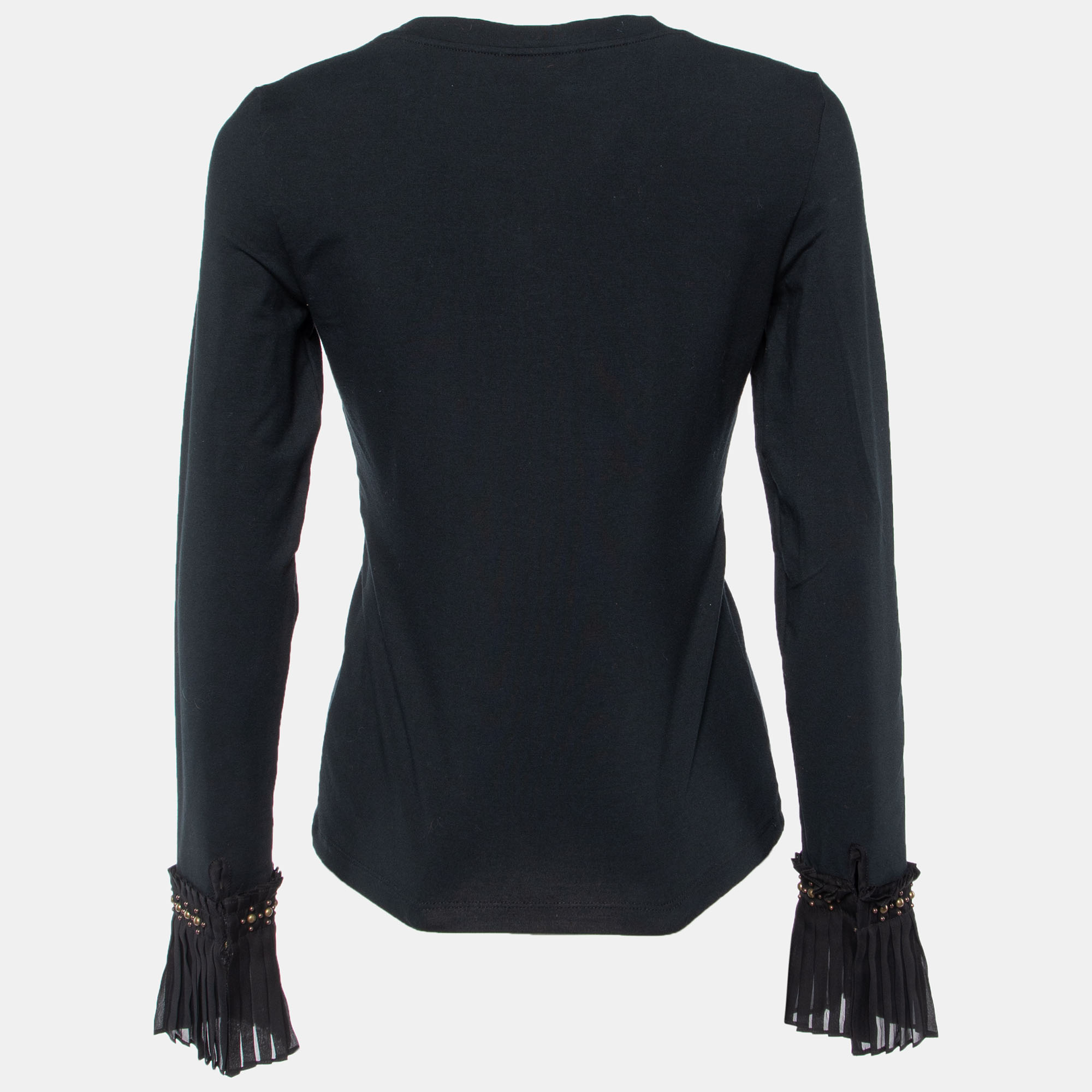 

Roberto Cavalli Black Cotton Knit V-Neck Long Sleeve T-Shirt