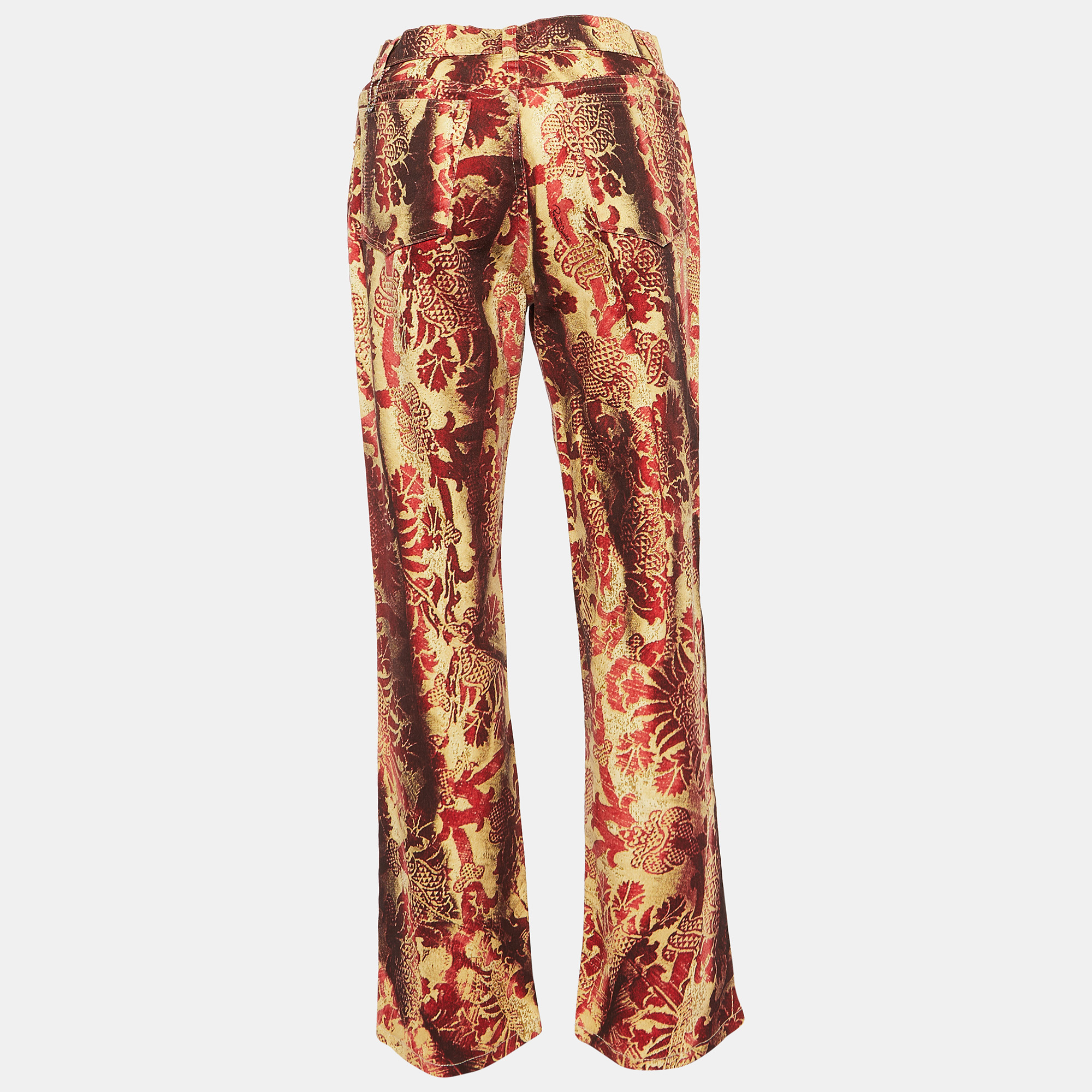 

Roberto Cavalli Red & Gold Printed Denim Jeans