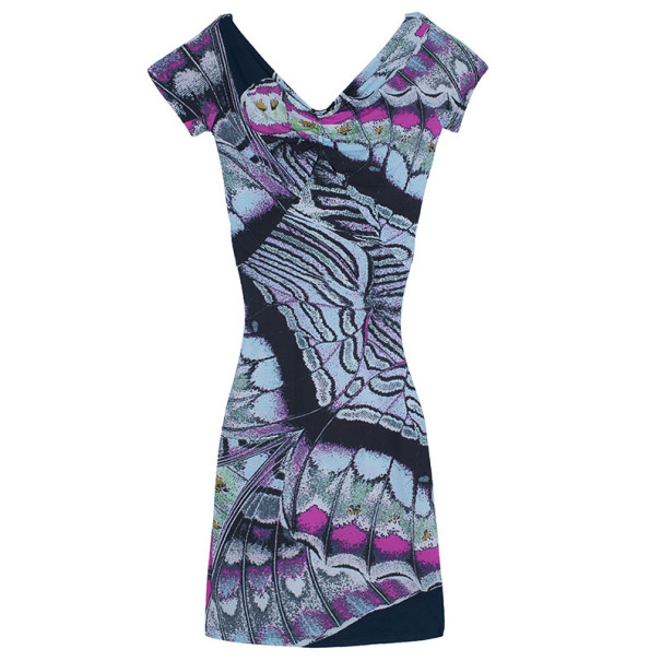 مملوكة مسبقًا فستان روبرتو كافالي نقوش فراشة S